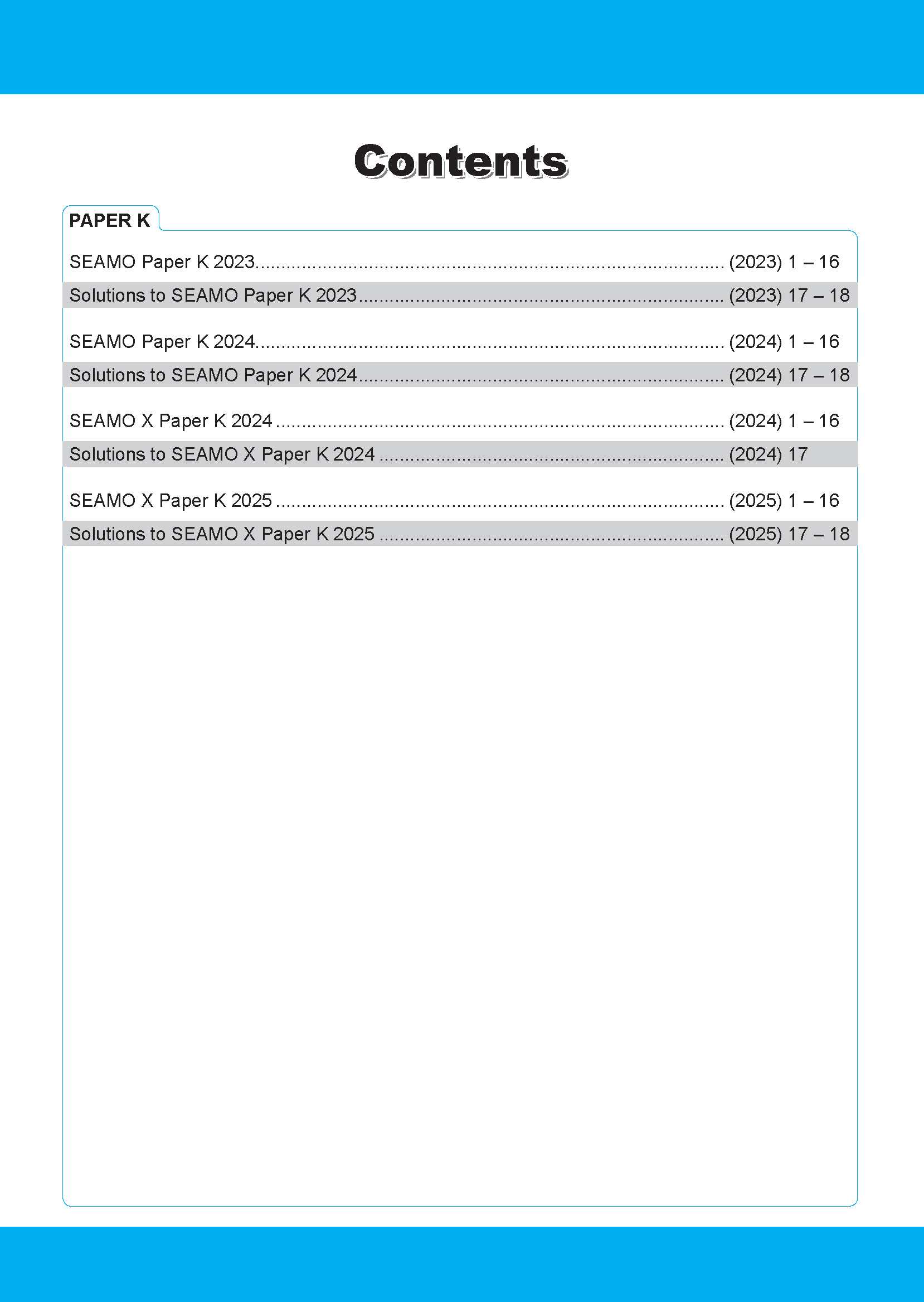 SEAMO Math Olympiad International Competition Preparation Paper K (SEAMO 2023-2024 + SEAMO X 2024-2025) Kindergarten 1&2
