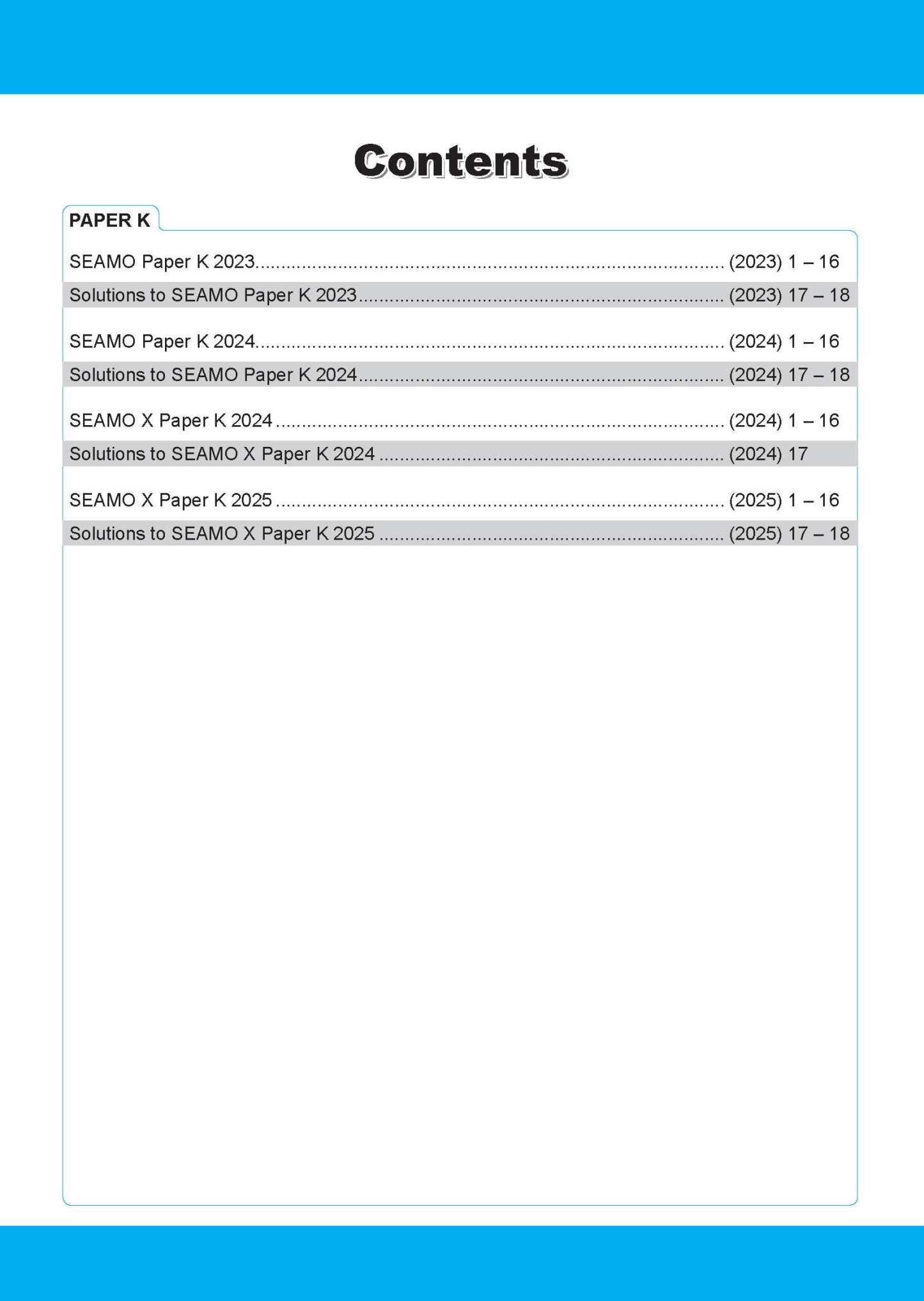 SEAMO Math Olympiad International Competition Preparation Paper K (SEAMO 2023-2024 + SEAMO X 2024-2025) Kindergarten 1&2