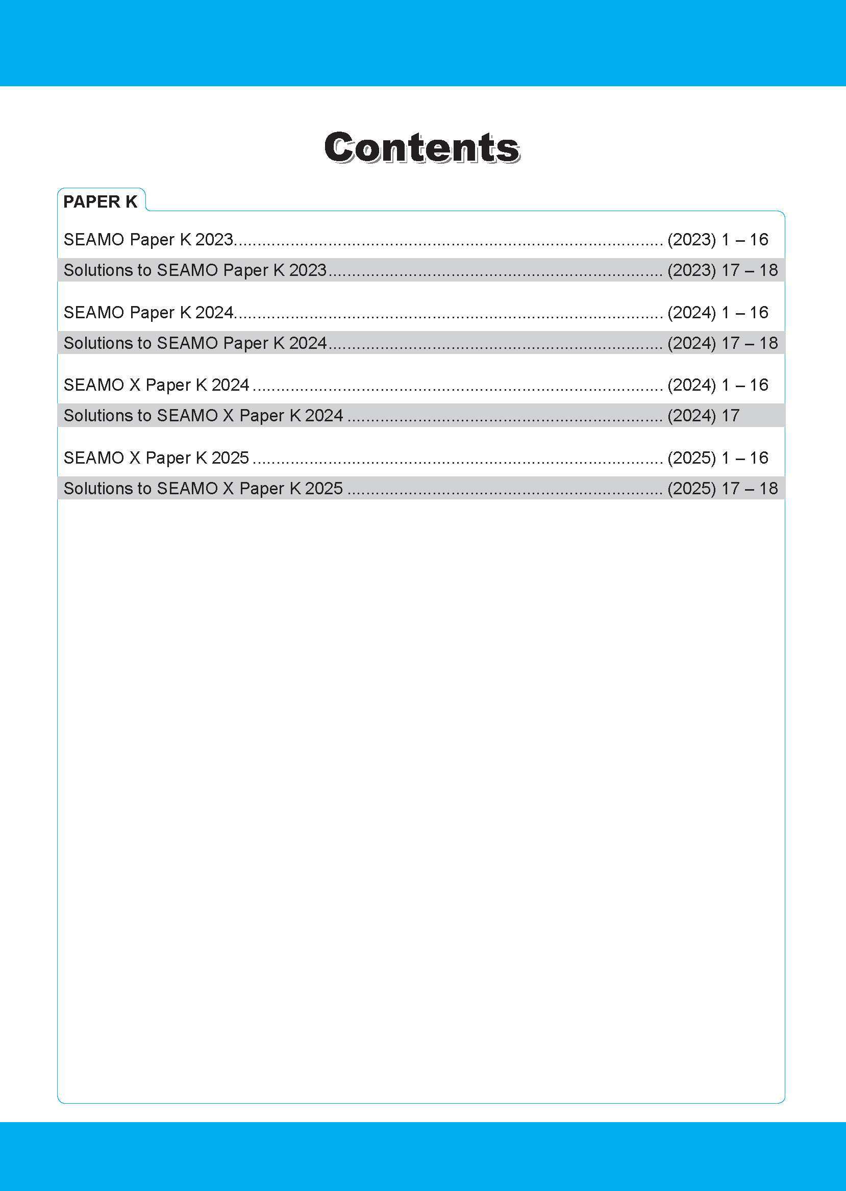SEAMO Math Olympiad International Competition Preparation Paper K (SEAMO 2023-2024 + SEAMO X 2024-2025) Kindergarten 1&2