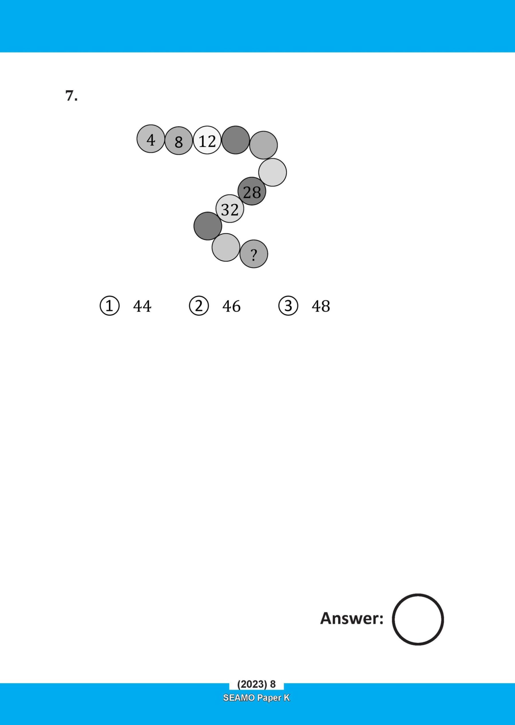 SEAMO Math Olympiad International Competition Preparation Paper K (SEAMO 2023-2024 + SEAMO X 2024-2025) Kindergarten 1&2