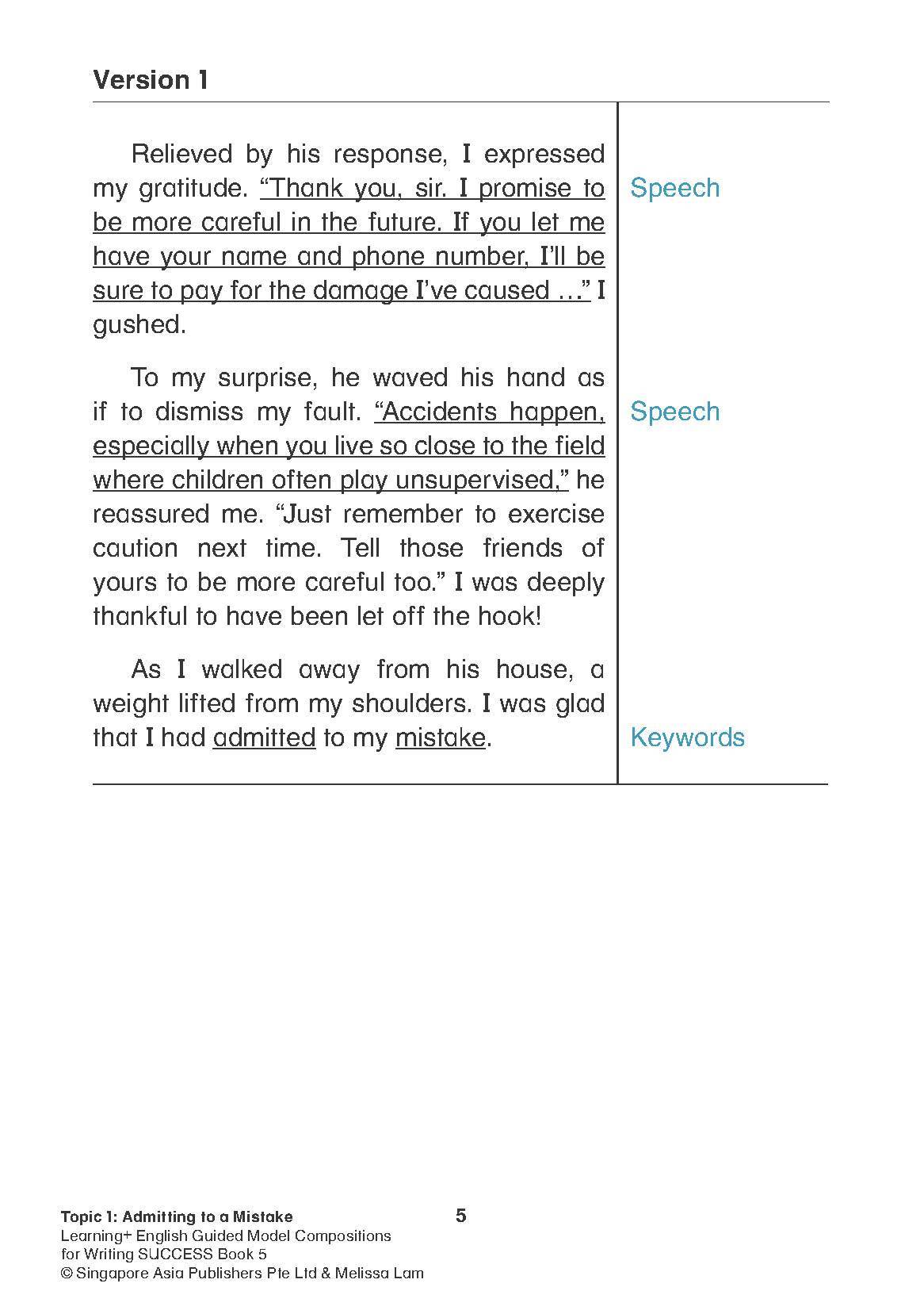 LEARNING+ ENGLISH GUIDED MODEL COMPOSITIONS FOR WRITING SUCCESS Book 5