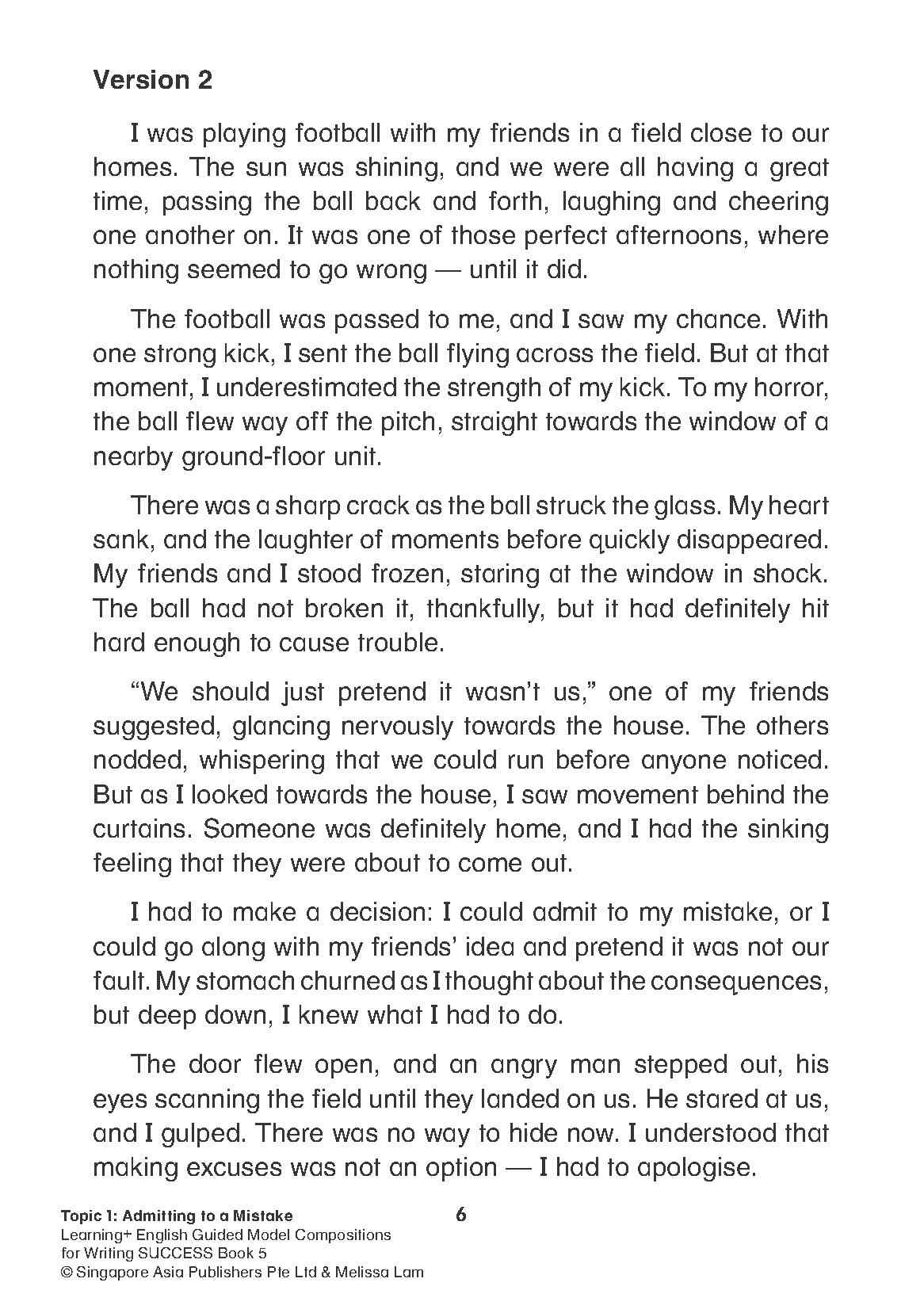 LEARNING+ ENGLISH GUIDED MODEL COMPOSITIONS FOR WRITING SUCCESS Book 5