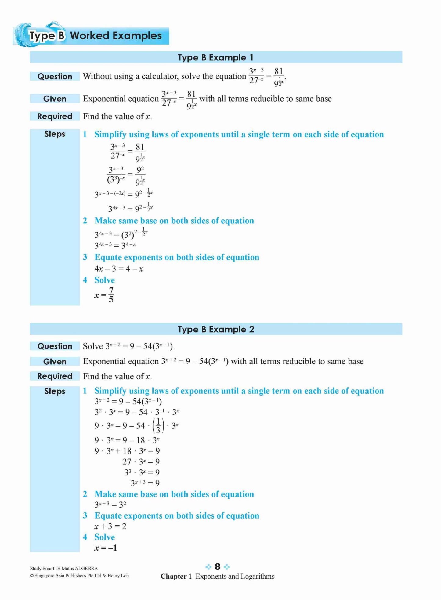 STUDY SMART IB Mathematics Algebra