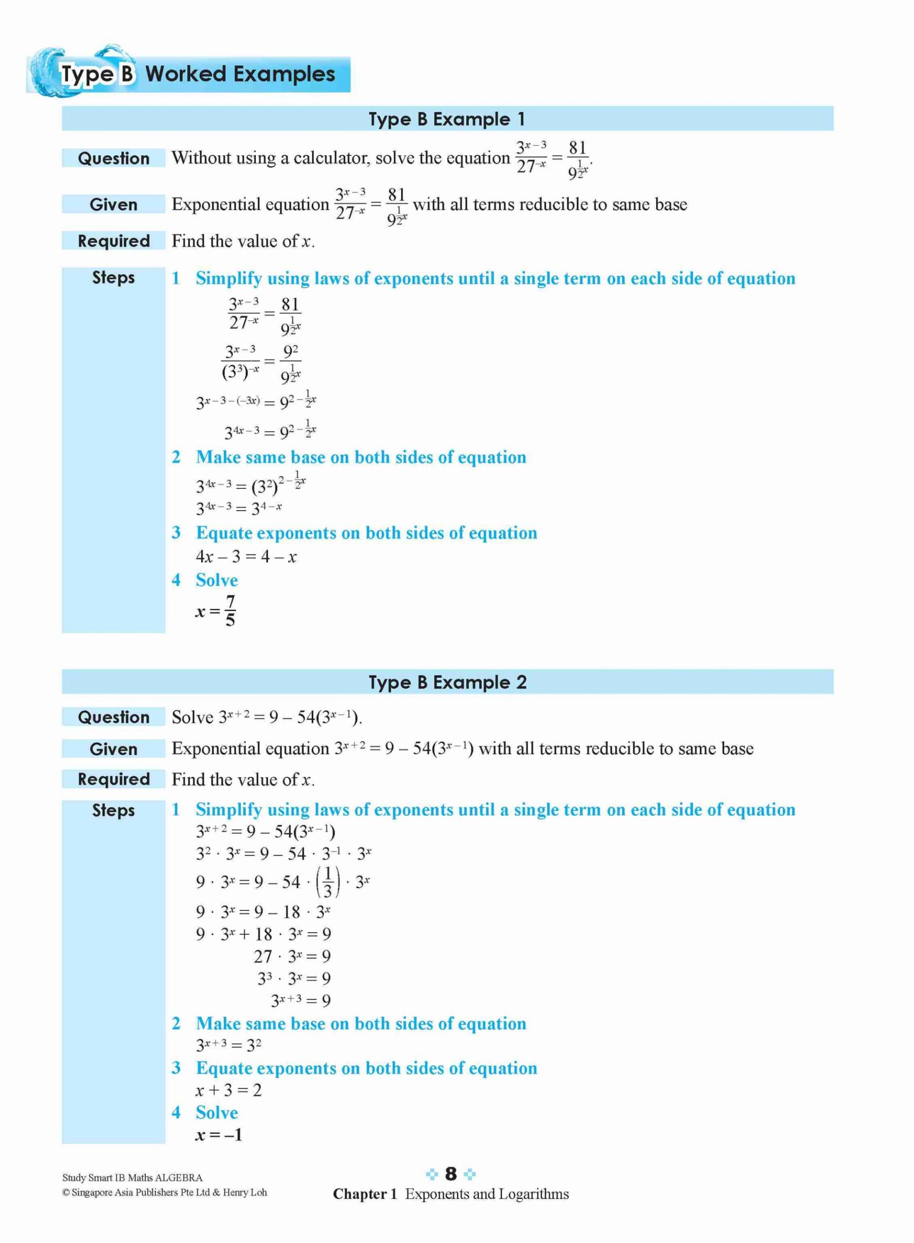 STUDY SMART IB Mathematics Algebra