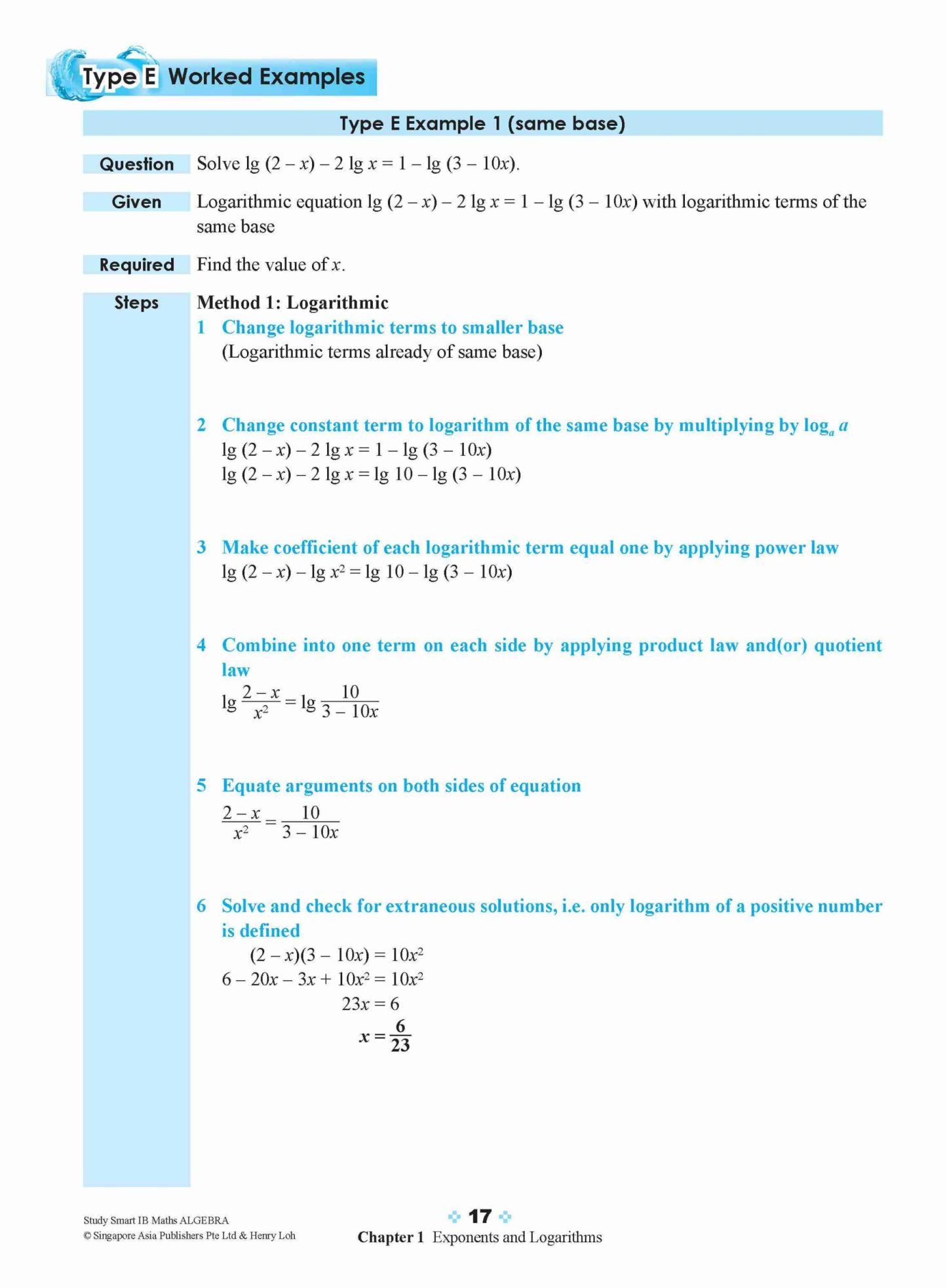 STUDY SMART IB Mathematics Algebra