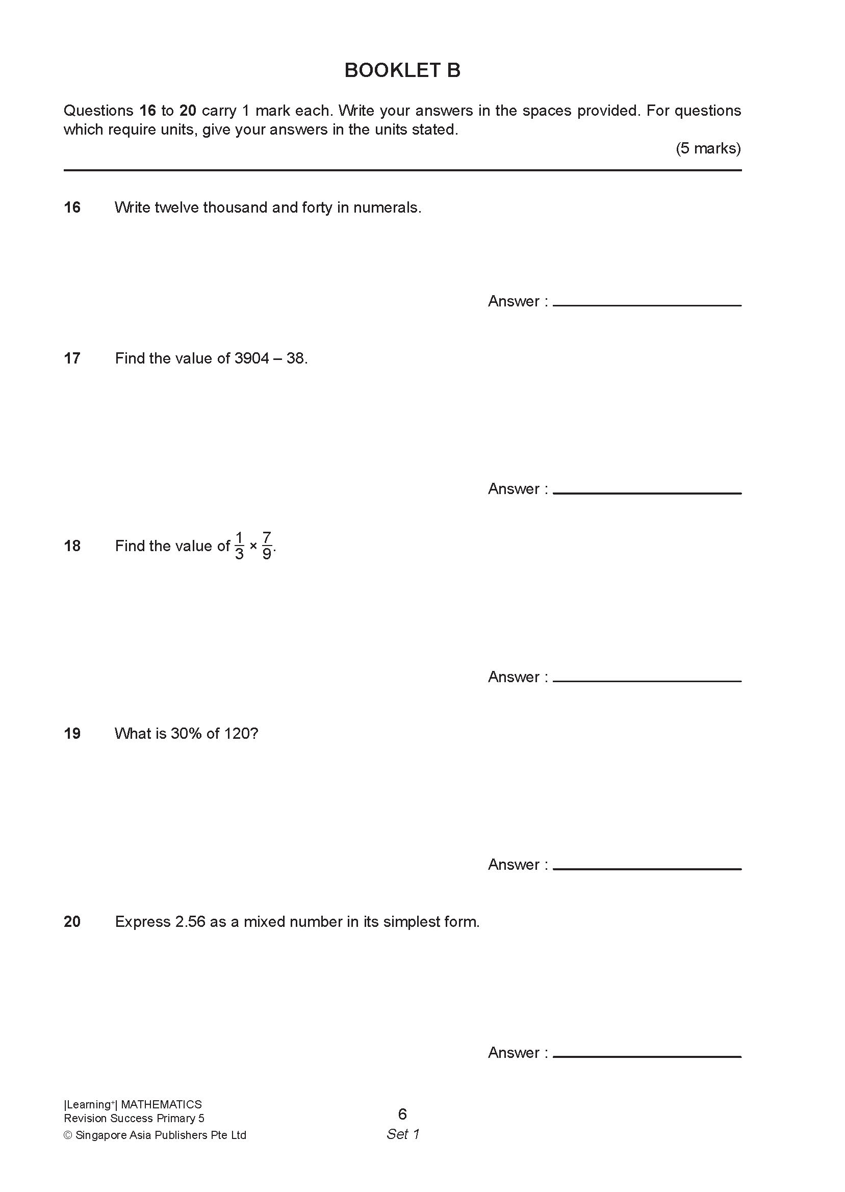 LEARNING+ MATHEMATICS Revision SUCCESS Primary 5