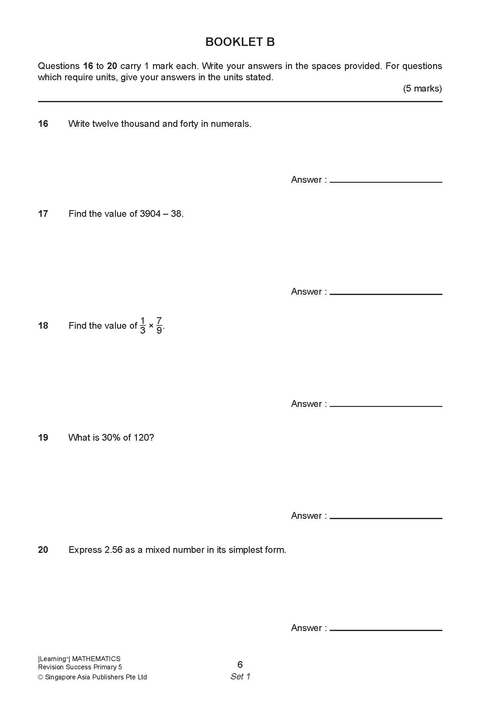 LEARNING+ MATHEMATICS Revision SUCCESS Primary 5