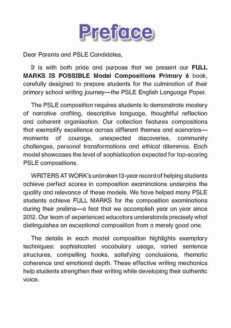 FULL MARKS IS POSSIBLE Model Compositions Primary 6
