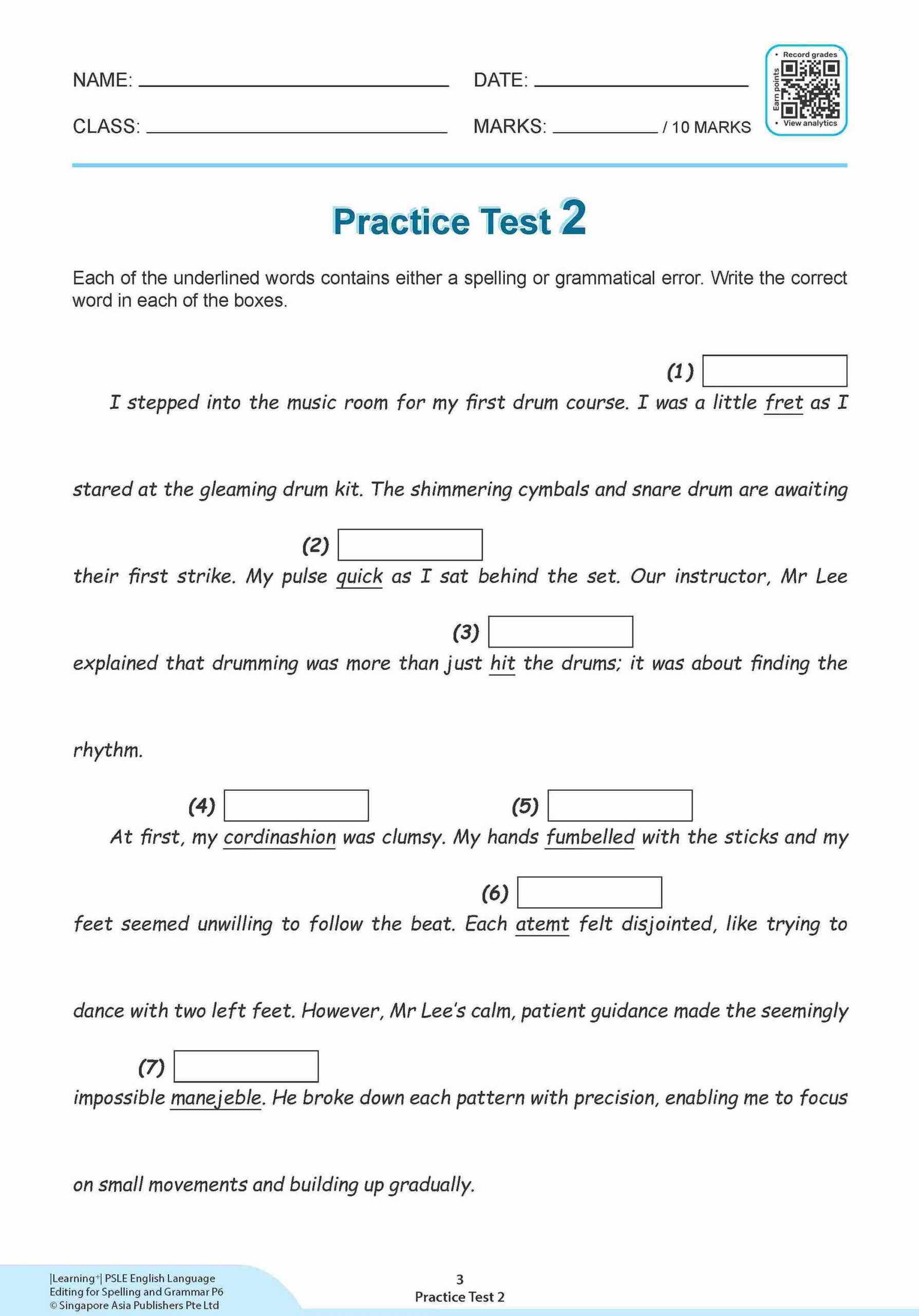 LEARNING+ PSLE ENGLISH LANGUAGE EDITING for Spelling and Grammar Primary 6