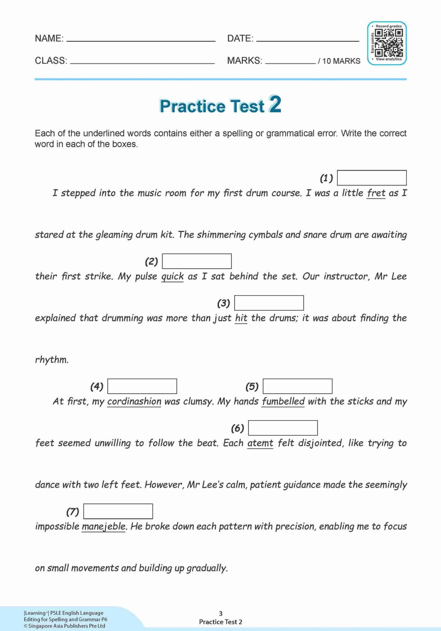 LEARNING+ PSLE ENGLISH LANGUAGE EDITING for Spelling and Grammar Primary 6