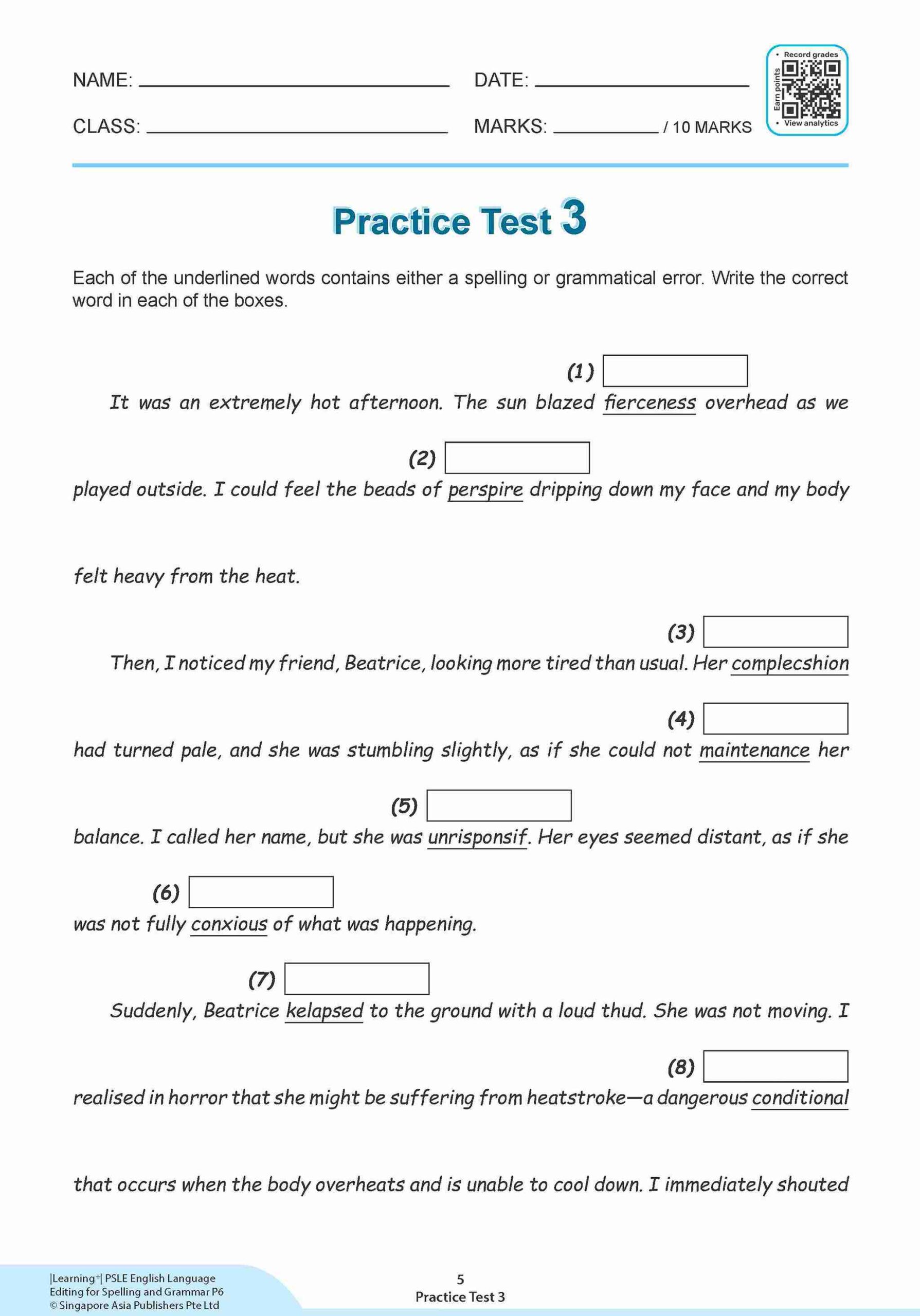 LEARNING+ PSLE ENGLISH LANGUAGE EDITING for Spelling and Grammar Primary 6