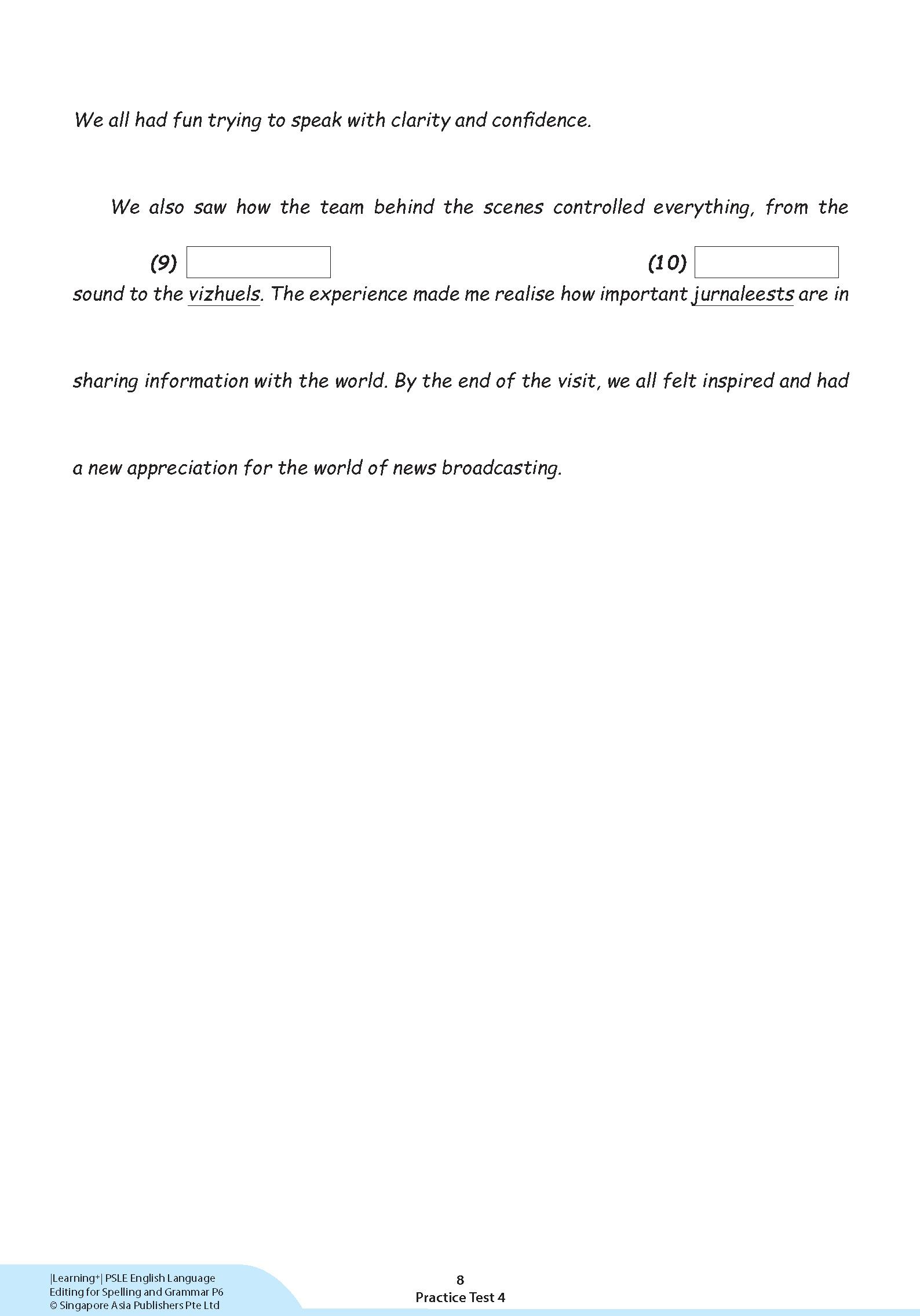 LEARNING+ PSLE ENGLISH LANGUAGE EDITING for Spelling and Grammar Primary 6