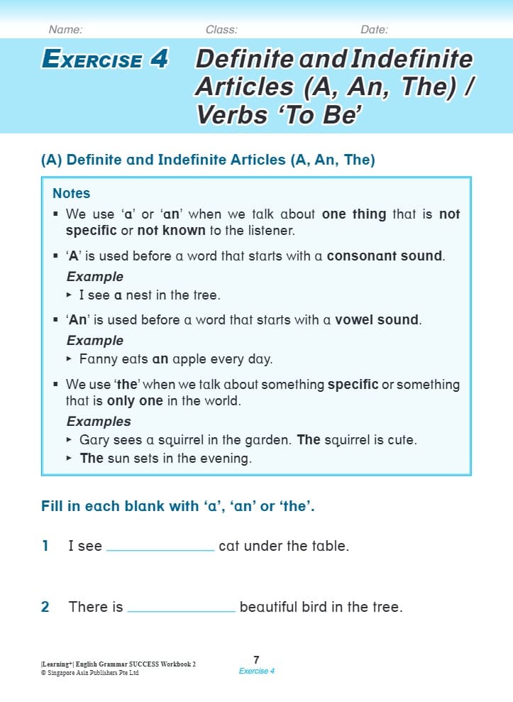Learning English Grammar by the Week Workbook 2