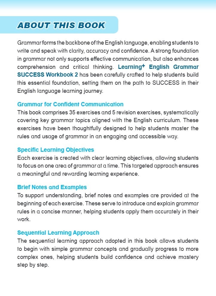 Learning English Grammar by the Week Workbook 2