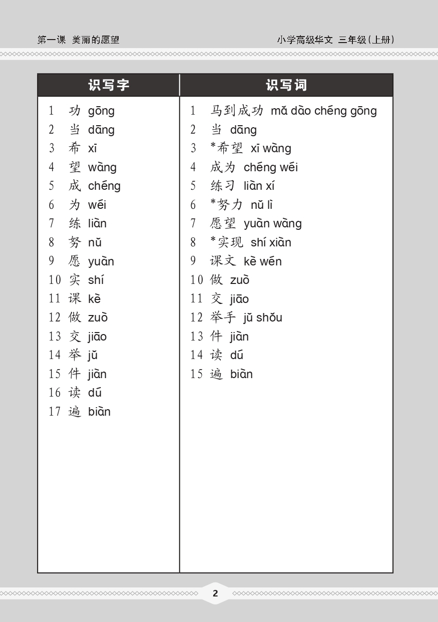 小三高级华文 课文字词手册 3A / A Handbook of Higher Chinese Vocabulary for Primary 3A