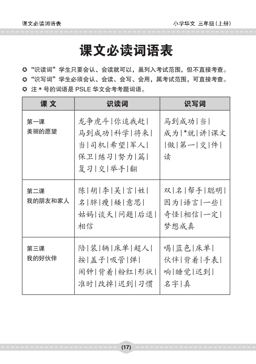 小三华文 课文字词手册 3A / A Handbook of Chinese Vocabulary for Primary 3A