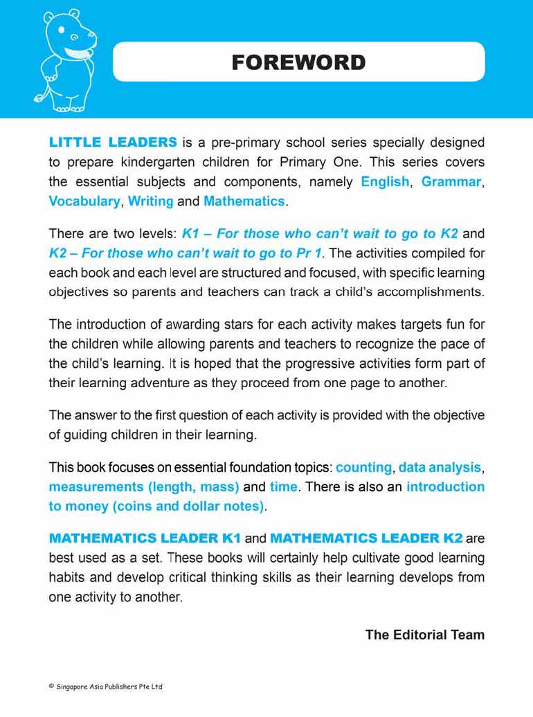 LITTLE LEADERS MATHEMATICS LEADER Kindergarten 1