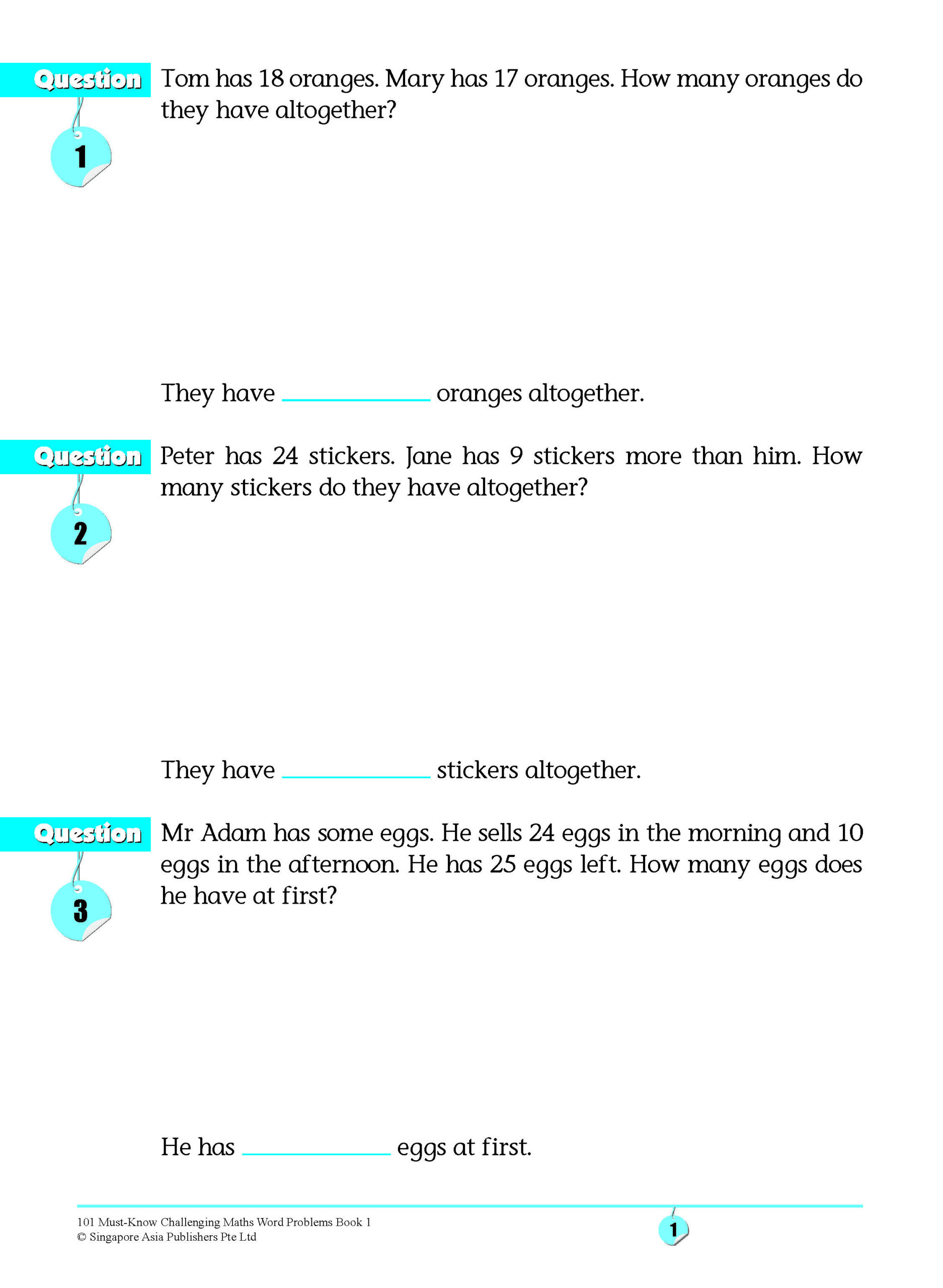 101 Must-Know Challenging Maths Word Problems Book 1