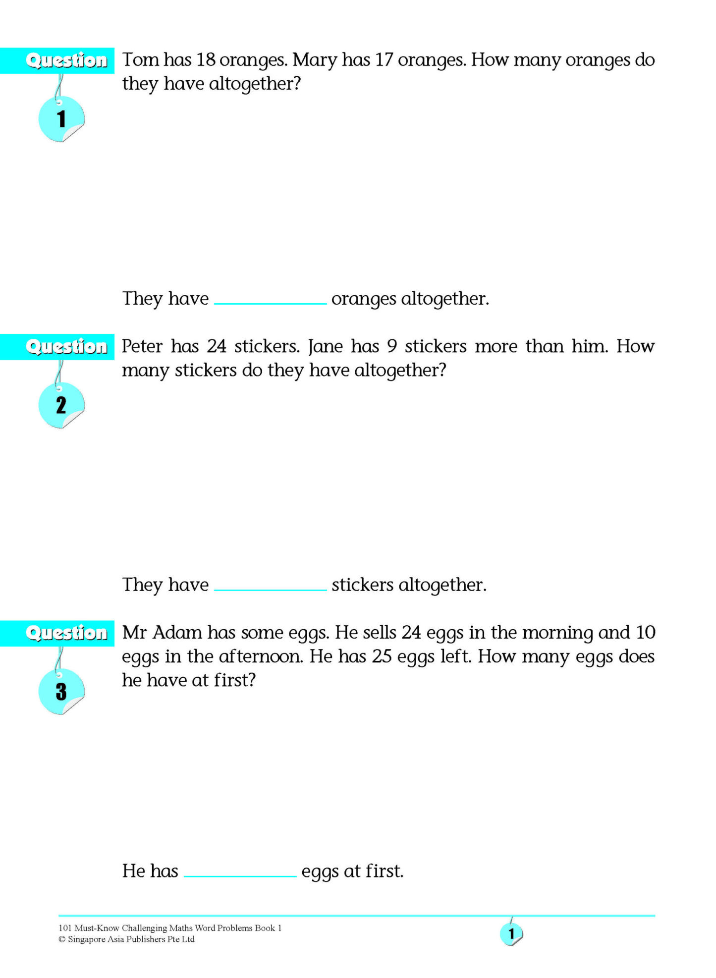 101 Must-Know Challenging Maths Word Problems Book 1