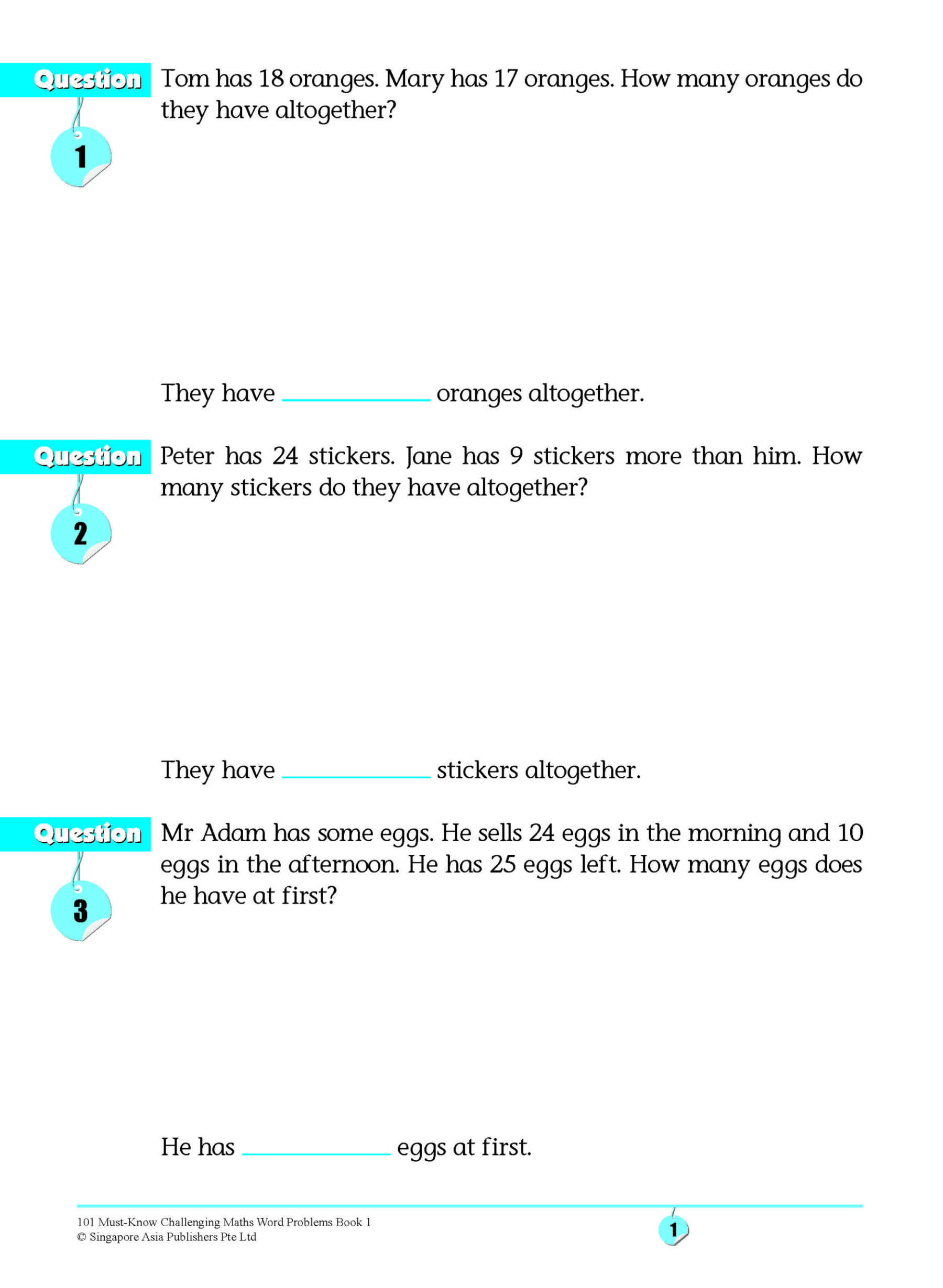 101 Must-Know Challenging Maths Word Problems Book 1