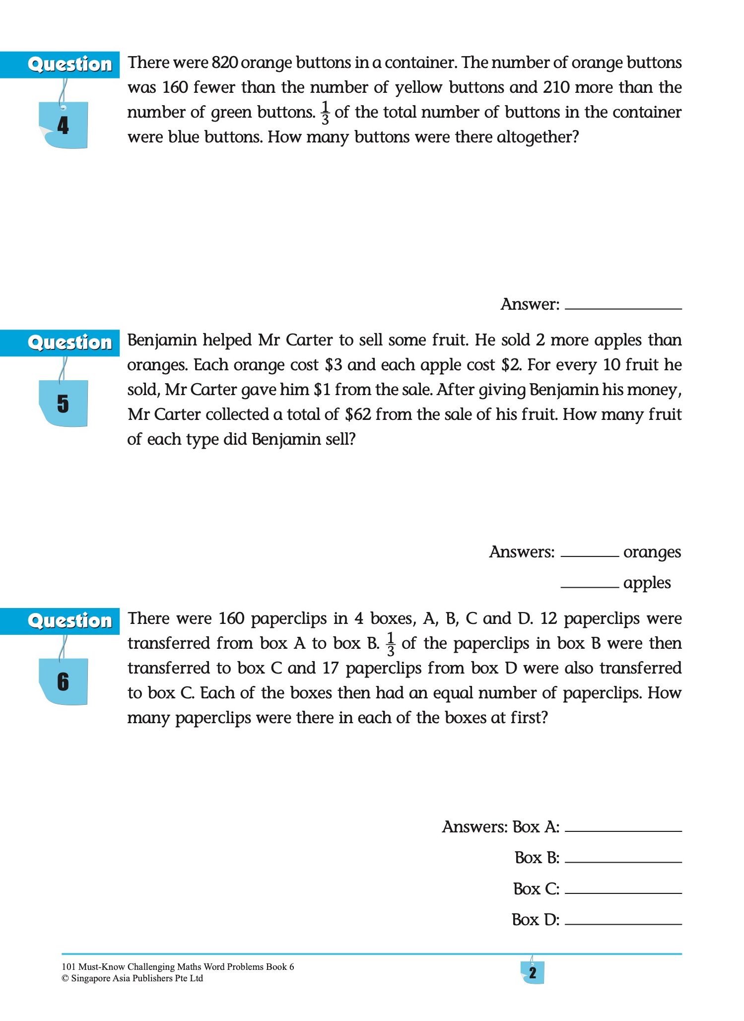101 Must-Know Challenging Maths Word Problems Book 6