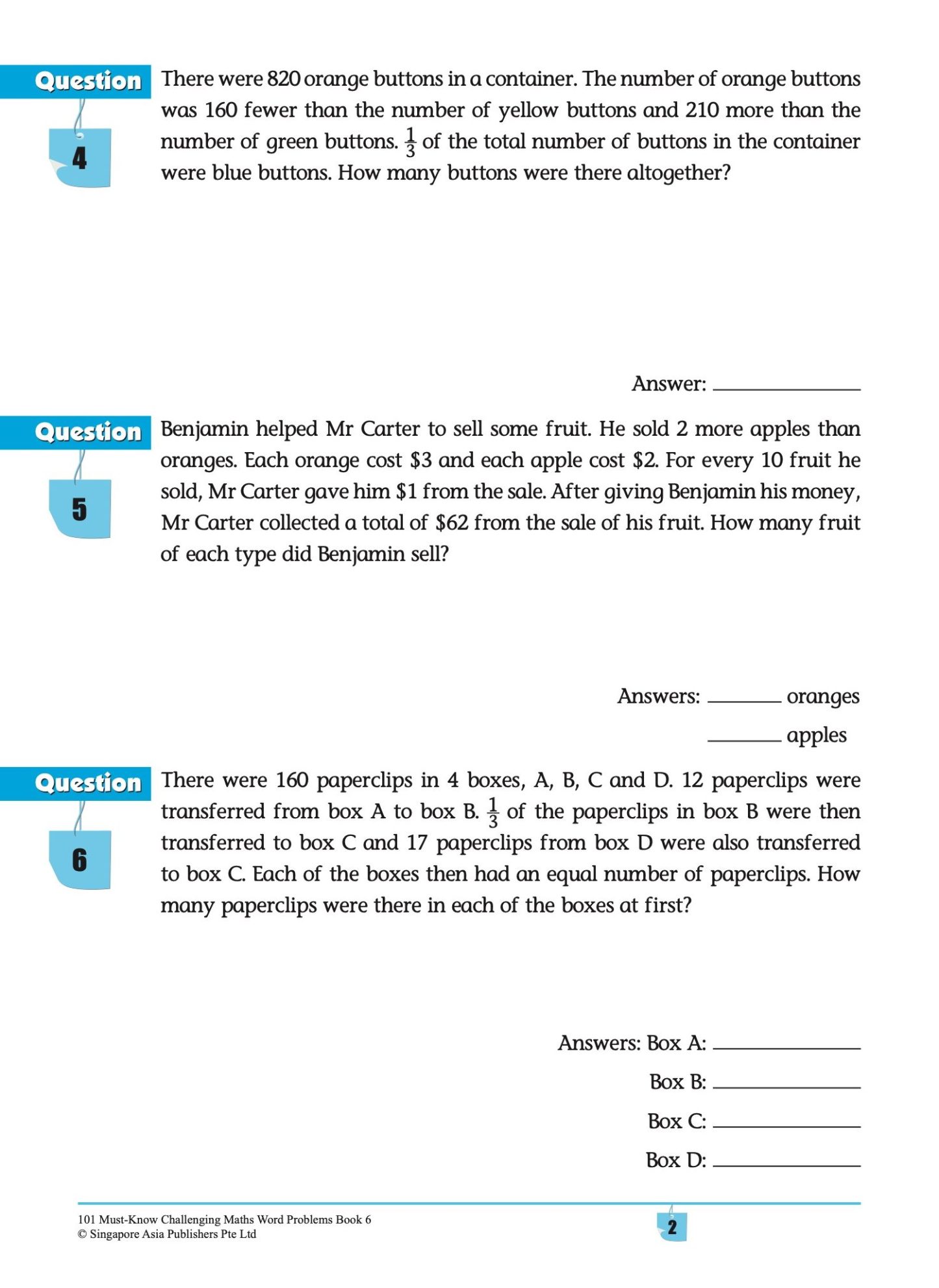 101 Must-Know Challenging Maths Word Problems Book 6