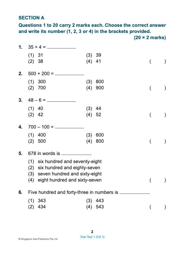 Proficiency Tests Mathematics Continual Assessment & Semestral Assessment 2