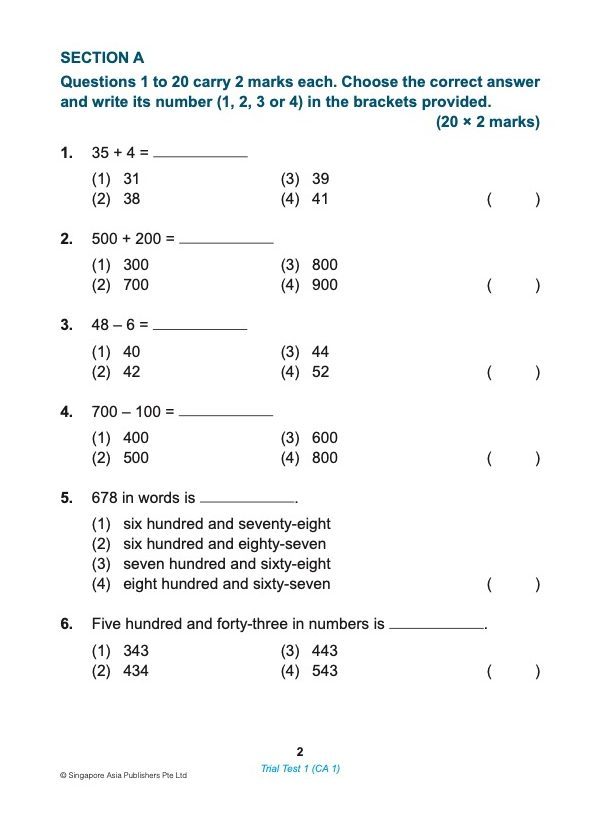 Proficiency Tests Mathematics Continual Assessment & Semestral Assessment 2