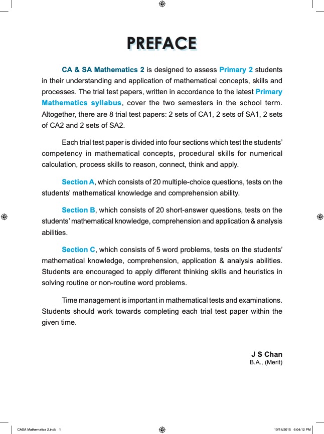 Proficiency Tests Mathematics Continual Assessment & Semestral Assessment 2