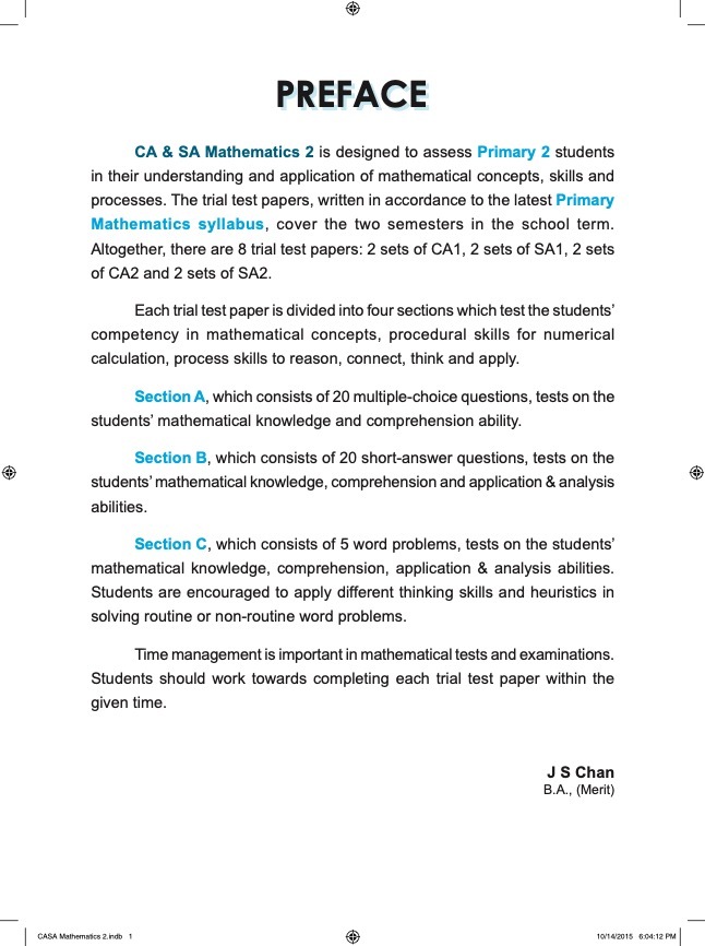 Proficiency Tests Mathematics Continual Assessment & Semestral Assessment 2