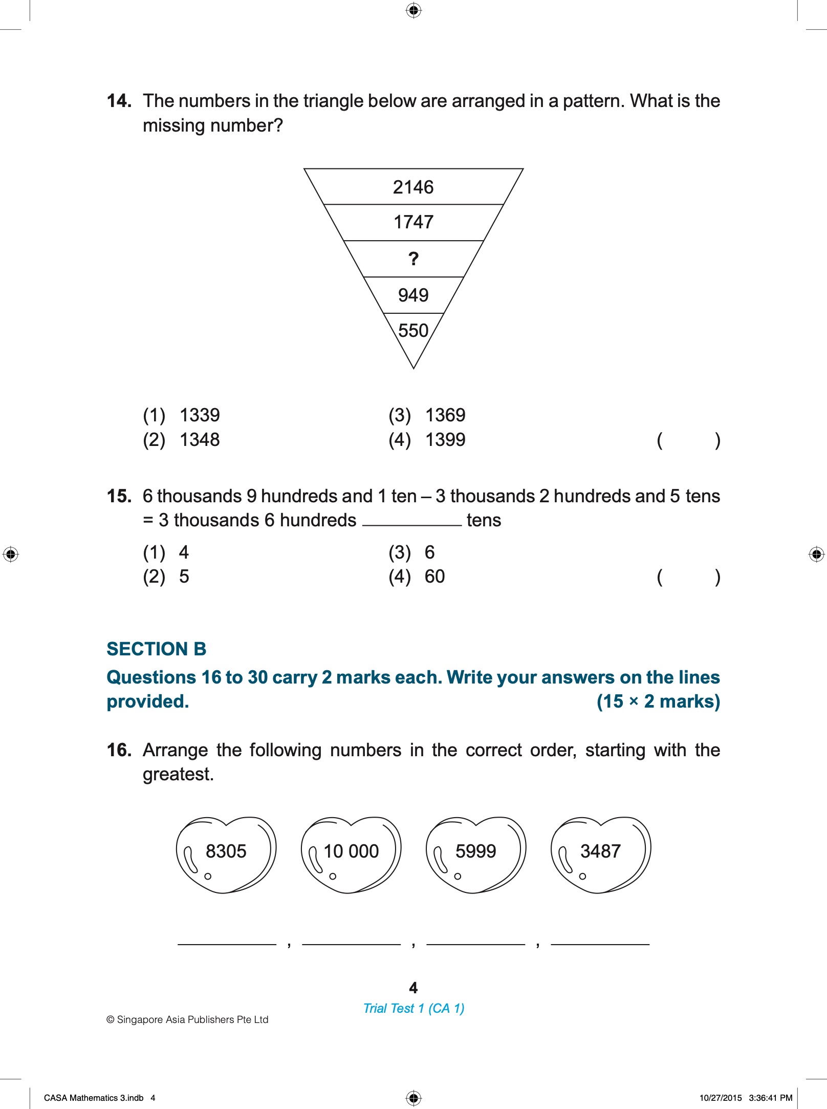 Proficiency Tests Mathematics Continual Assessment & Semestral Assessment 3