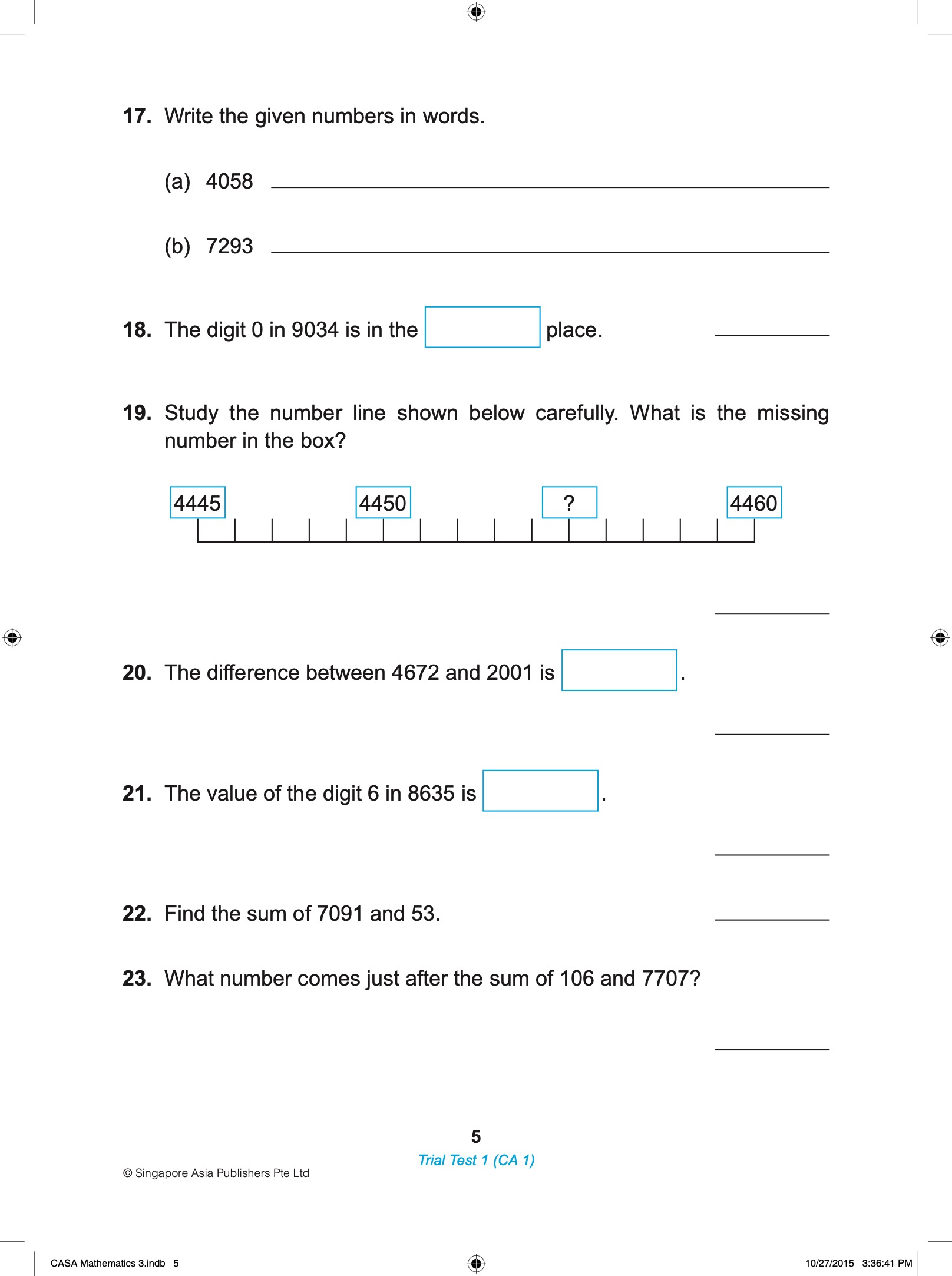 Proficiency Tests Mathematics Continual Assessment & Semestral Assessment 3