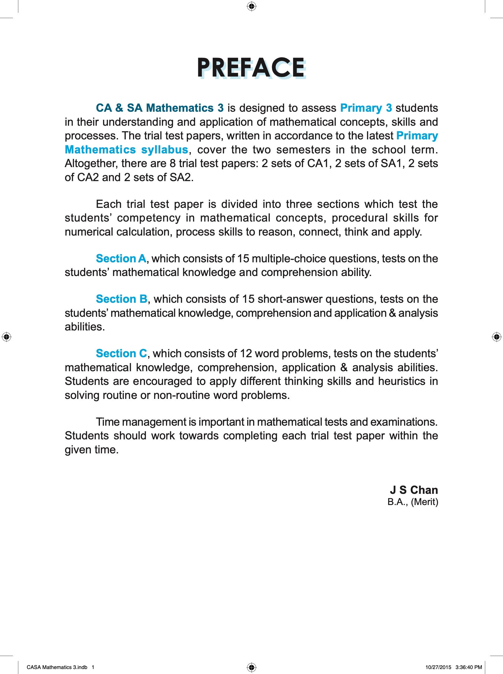 Proficiency Tests Mathematics Continual Assessment & Semestral Assessment 3
