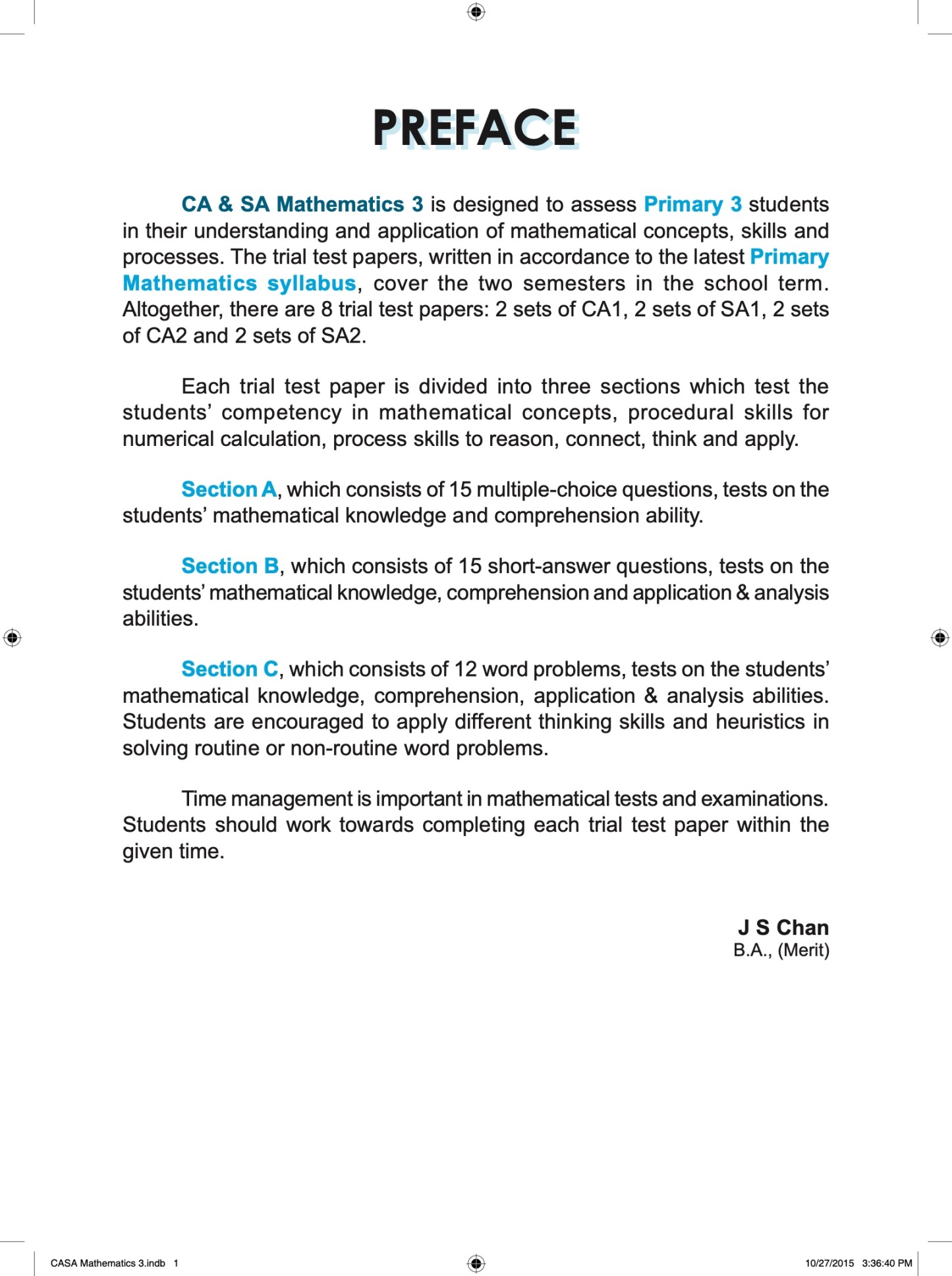 Proficiency Tests Mathematics Continual Assessment & Semestral Assessment 3