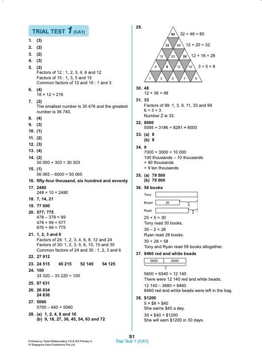Proficiency Tests Mathematics Continual Assessment & Semestral Assessment 4