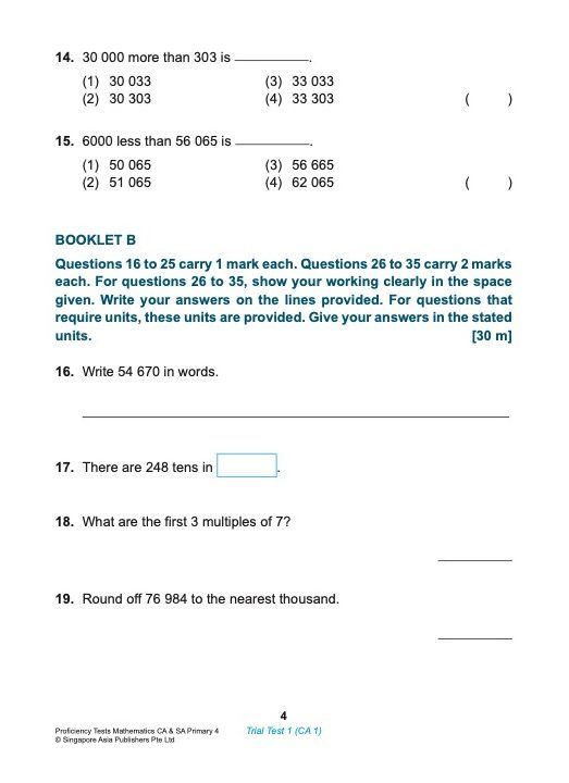 Proficiency Tests Mathematics Continual Assessment & Semestral Assessment 4