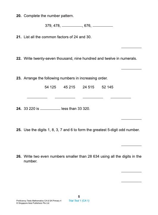Proficiency Tests Mathematics Continual Assessment & Semestral Assessment 4
