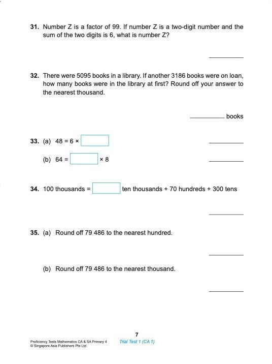 Proficiency Tests Mathematics Continual Assessment & Semestral Assessment 4