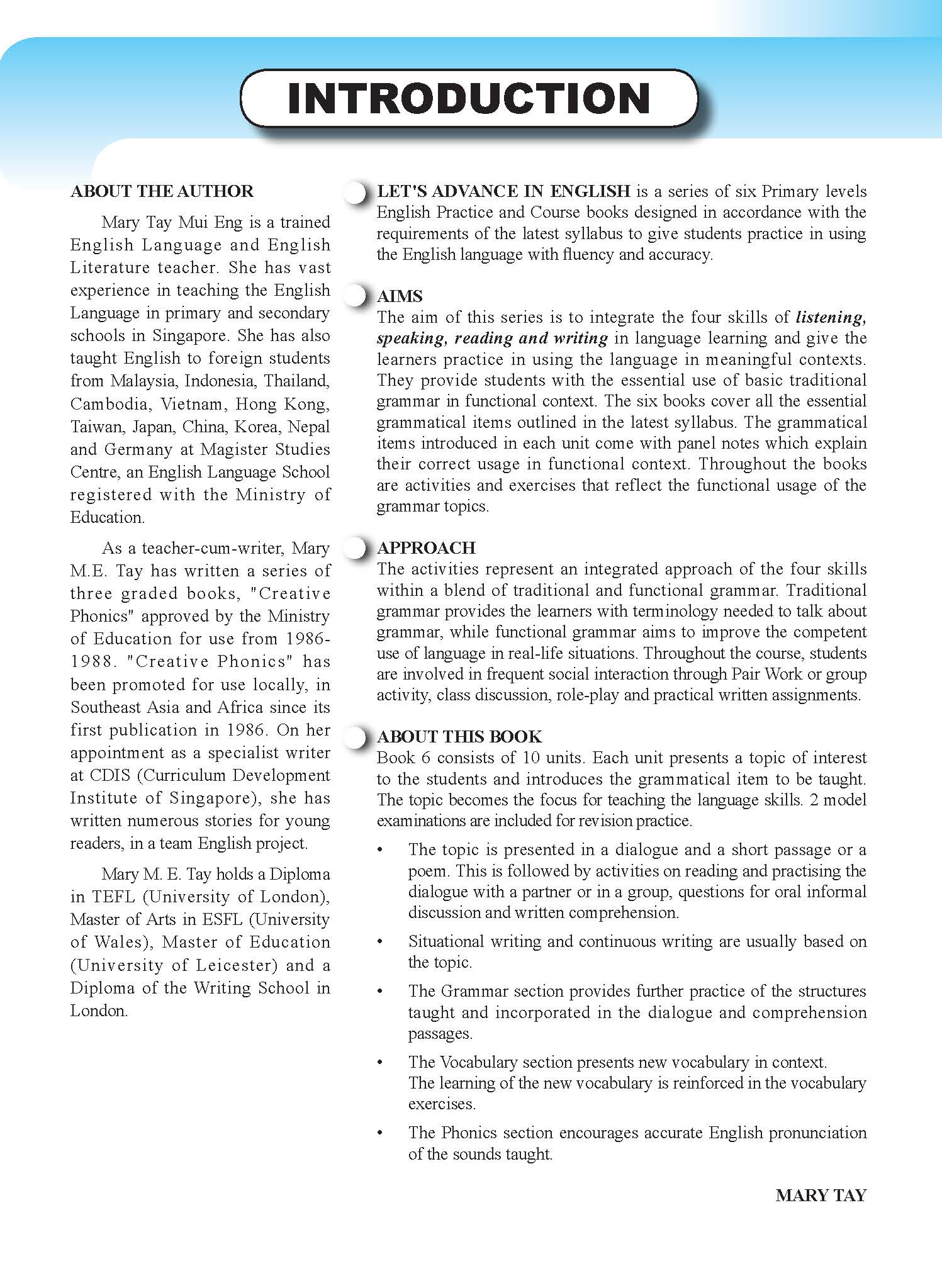 Let’s Advance in ENGLISH 6