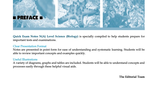 Quick Exam Notes N(A) Level SCIENCE (BIOLOGY)