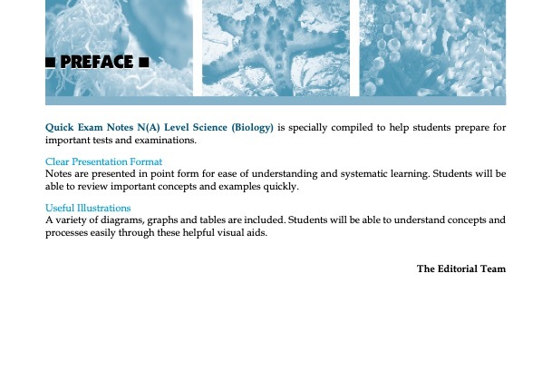 Quick Exam Notes N(A) Level SCIENCE (BIOLOGY)