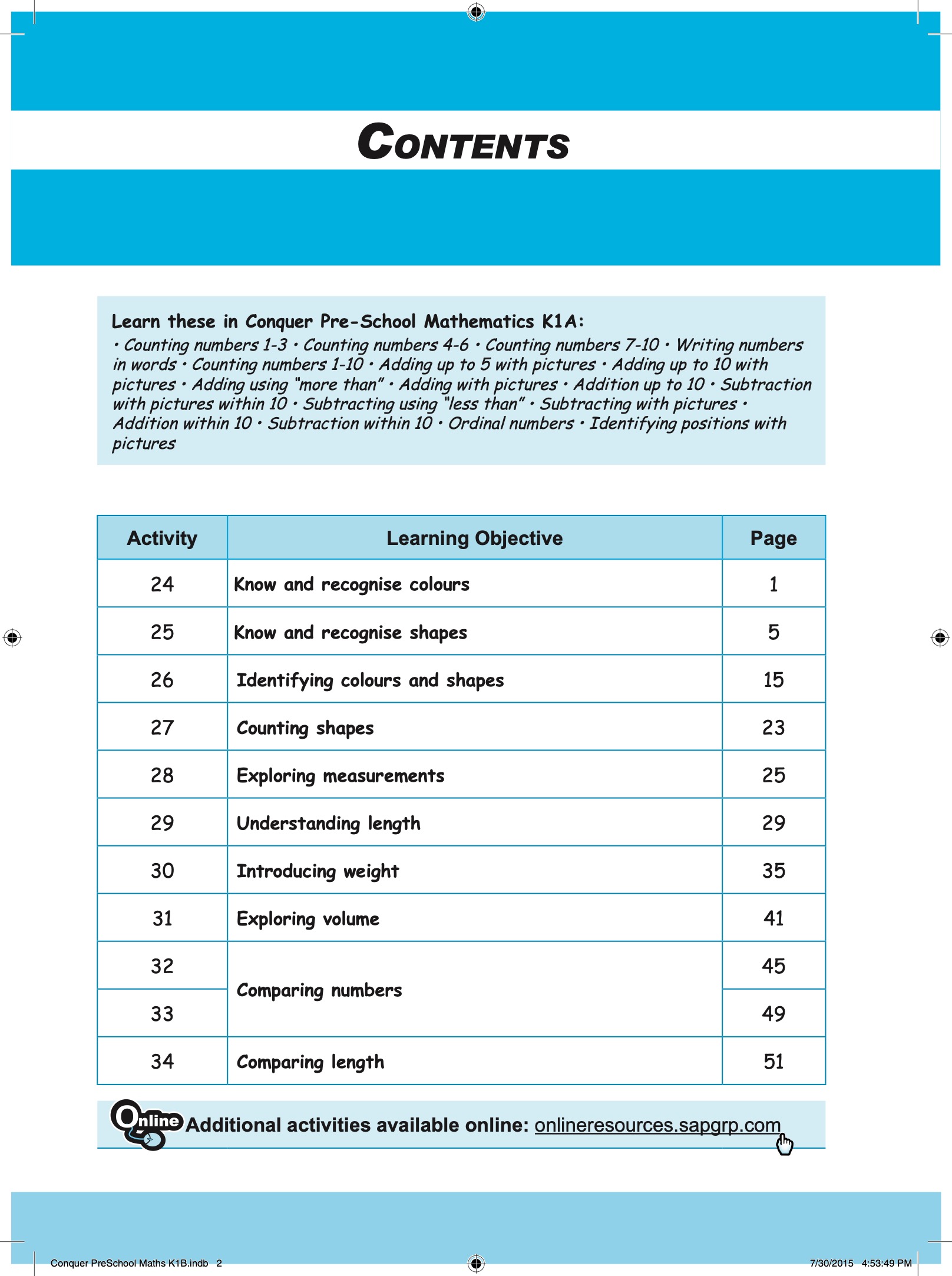 Conquer Pre-School Mathematics K1B