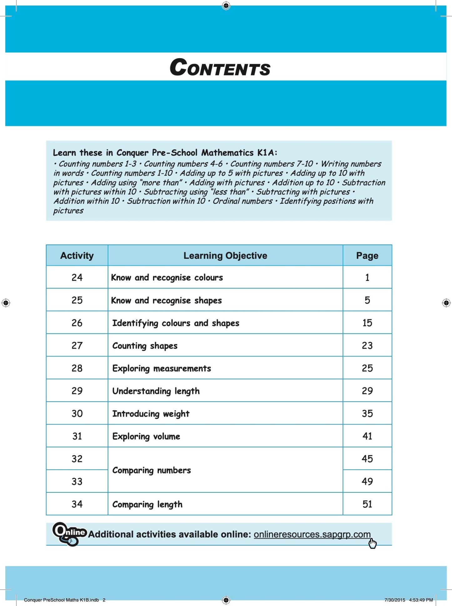 Conquer Pre-School Mathematics K1B