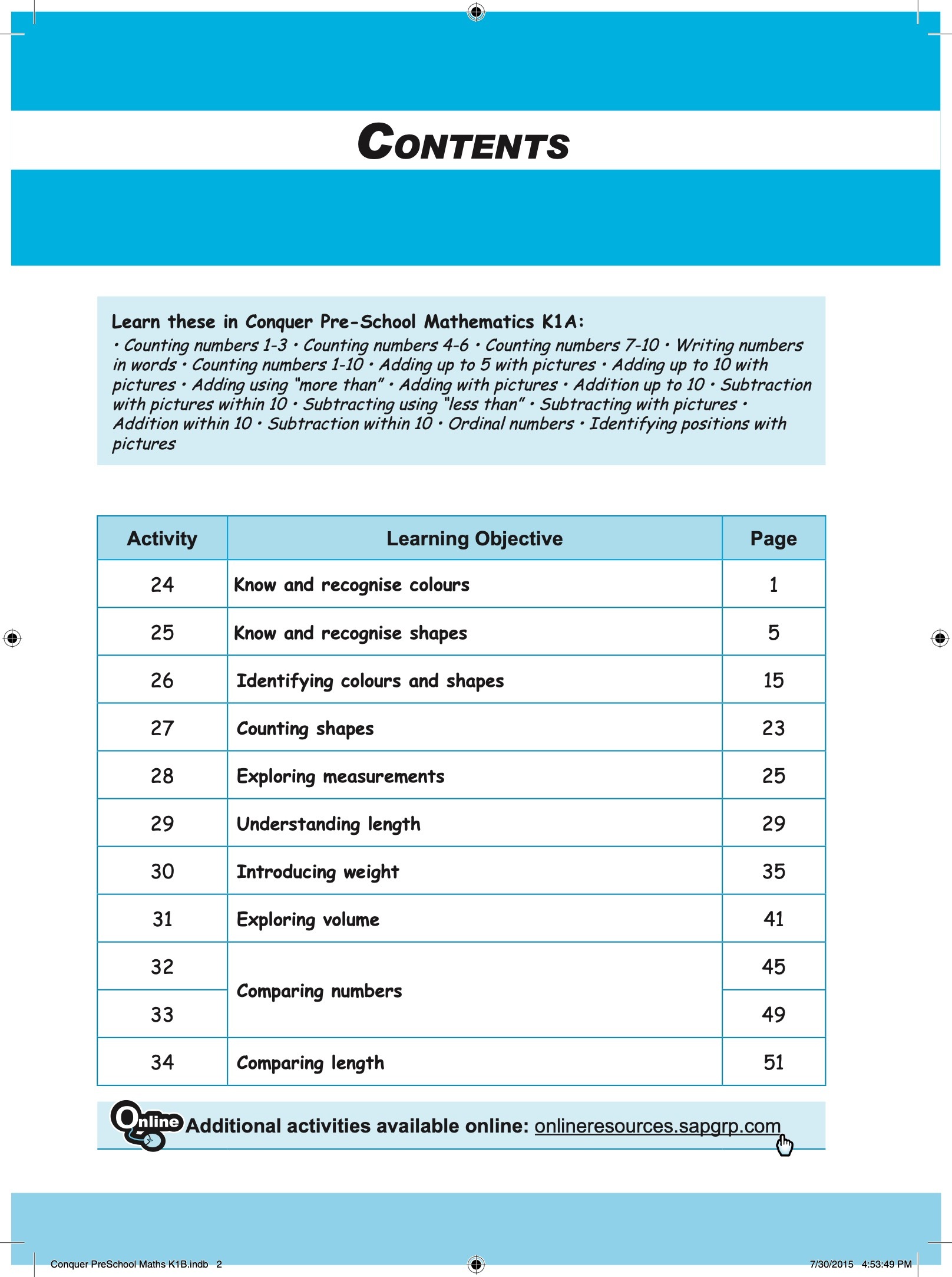 Conquer Pre-School Mathematics K1B