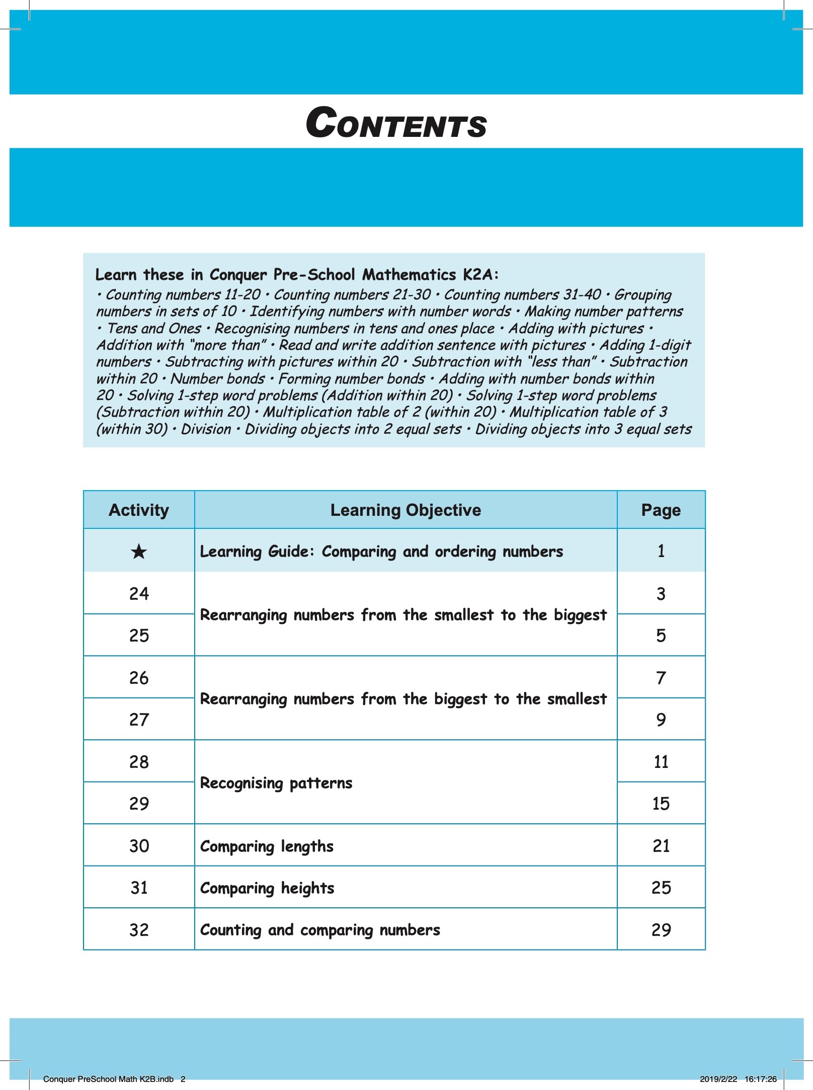 Conquer Pre-School Mathematics Kindergarten 2B