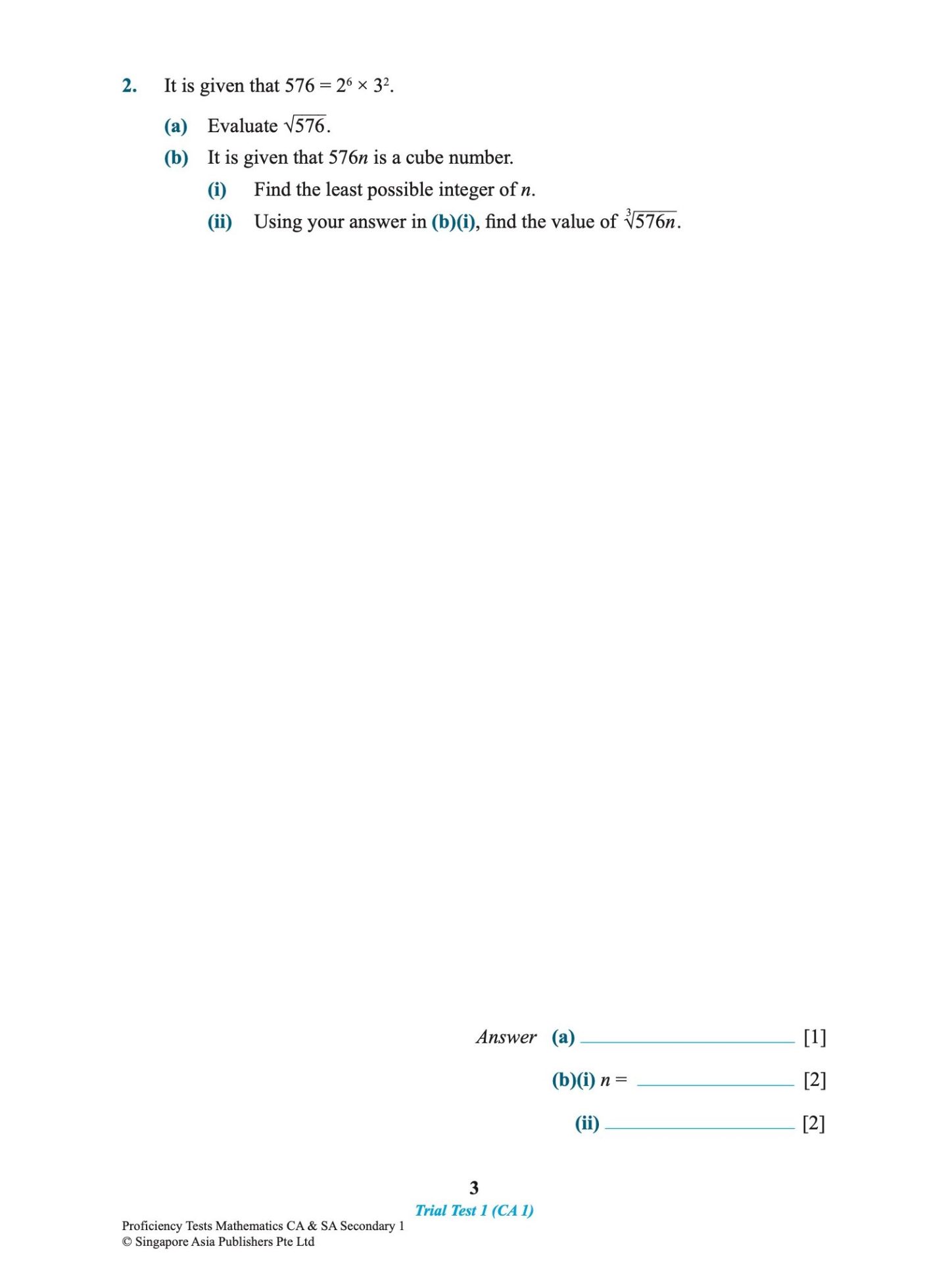 Proficiency Tests Mathematics CA & SA Secondary 1