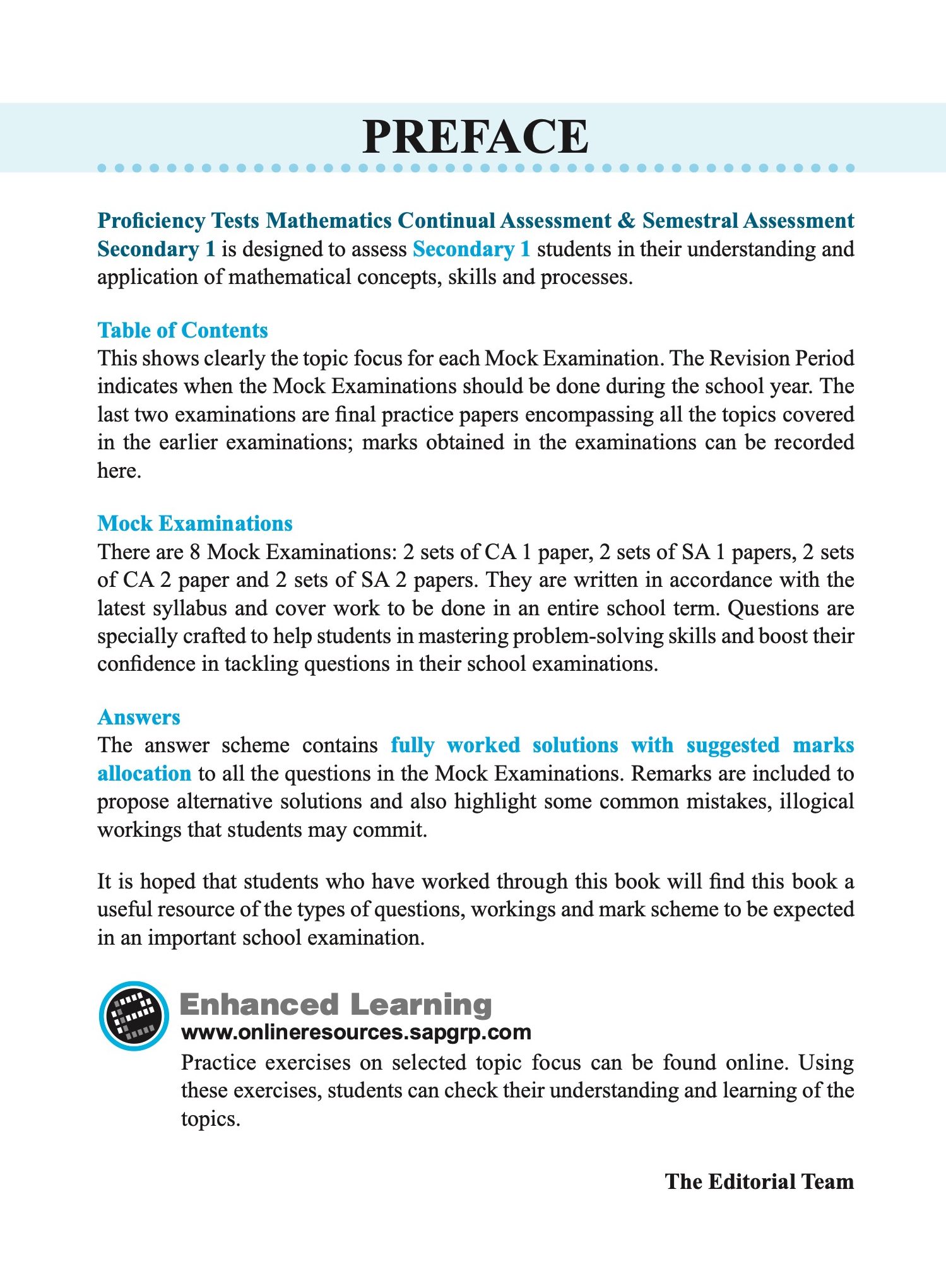 Proficiency Tests Mathematics CA & SA Secondary 1