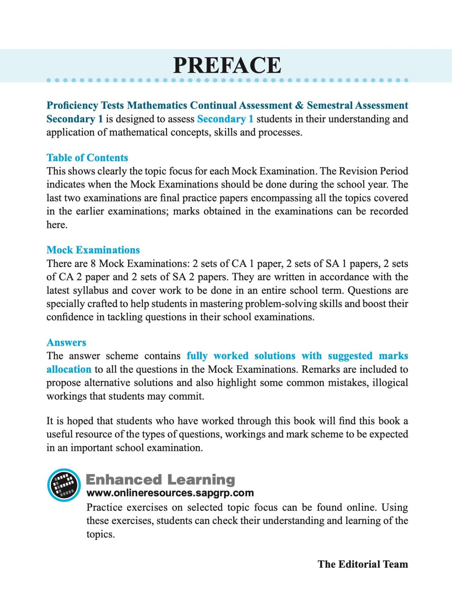 Proficiency Tests Mathematics CA & SA Secondary 1