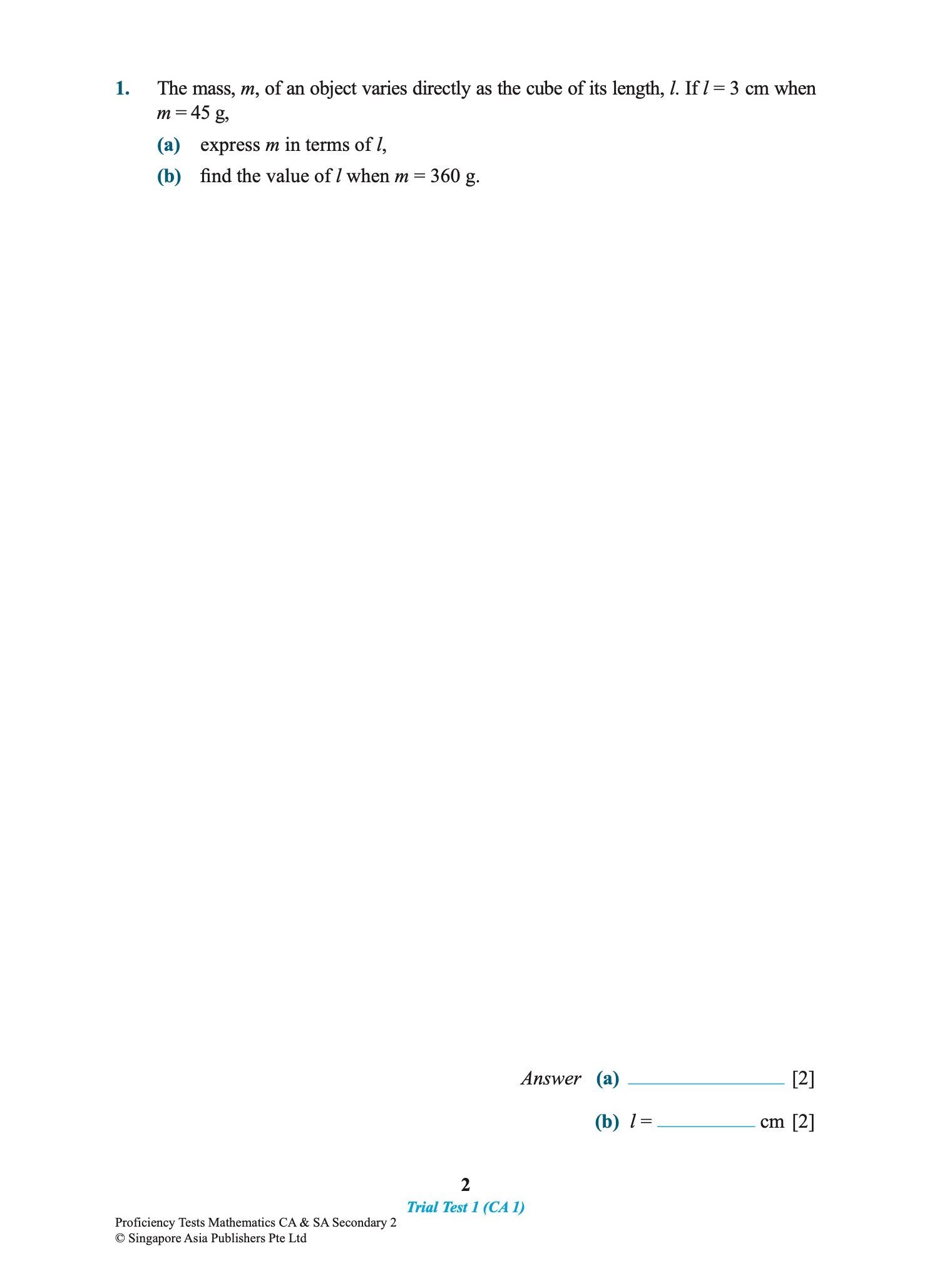 Proficiency Tests Mathematics Continual Assessment & Semestral Assessment Secondary 2