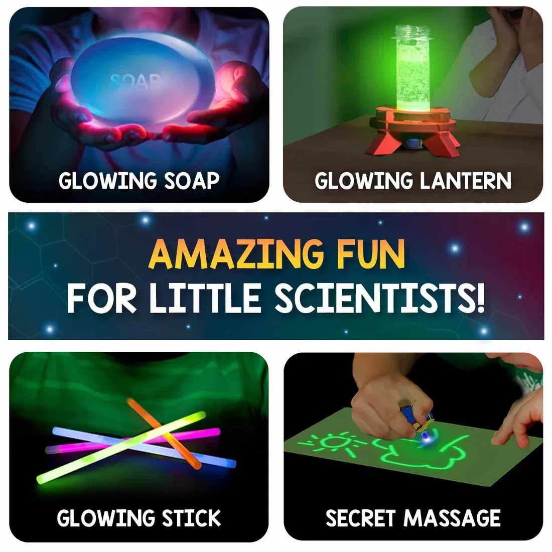 Glow In The Dark DIY STEAM Kit | 20 Glowsome Experiments | Make Glow Soaps and Lava Lamps | 6 + Years